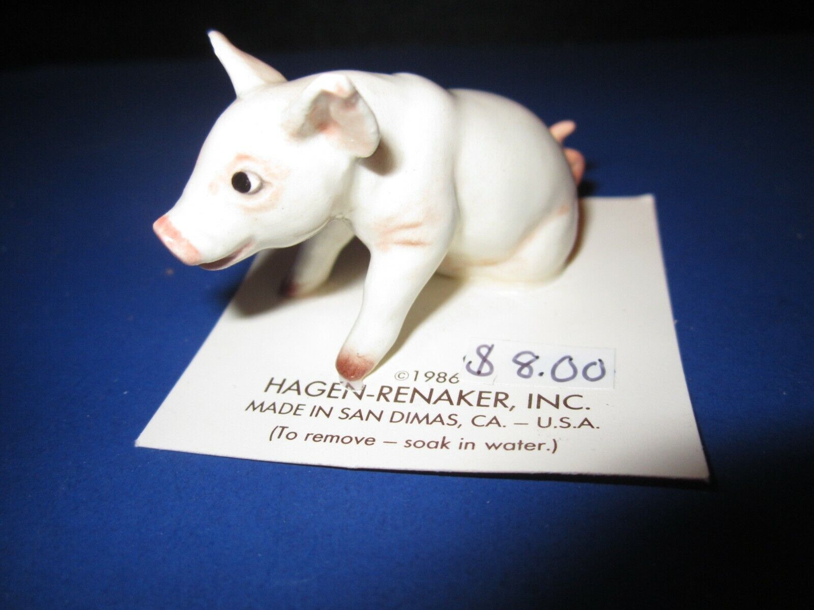 Hagen Renaker BABY PIG . sitting down # 3337 ceramic pig figurine NEW ON CARD