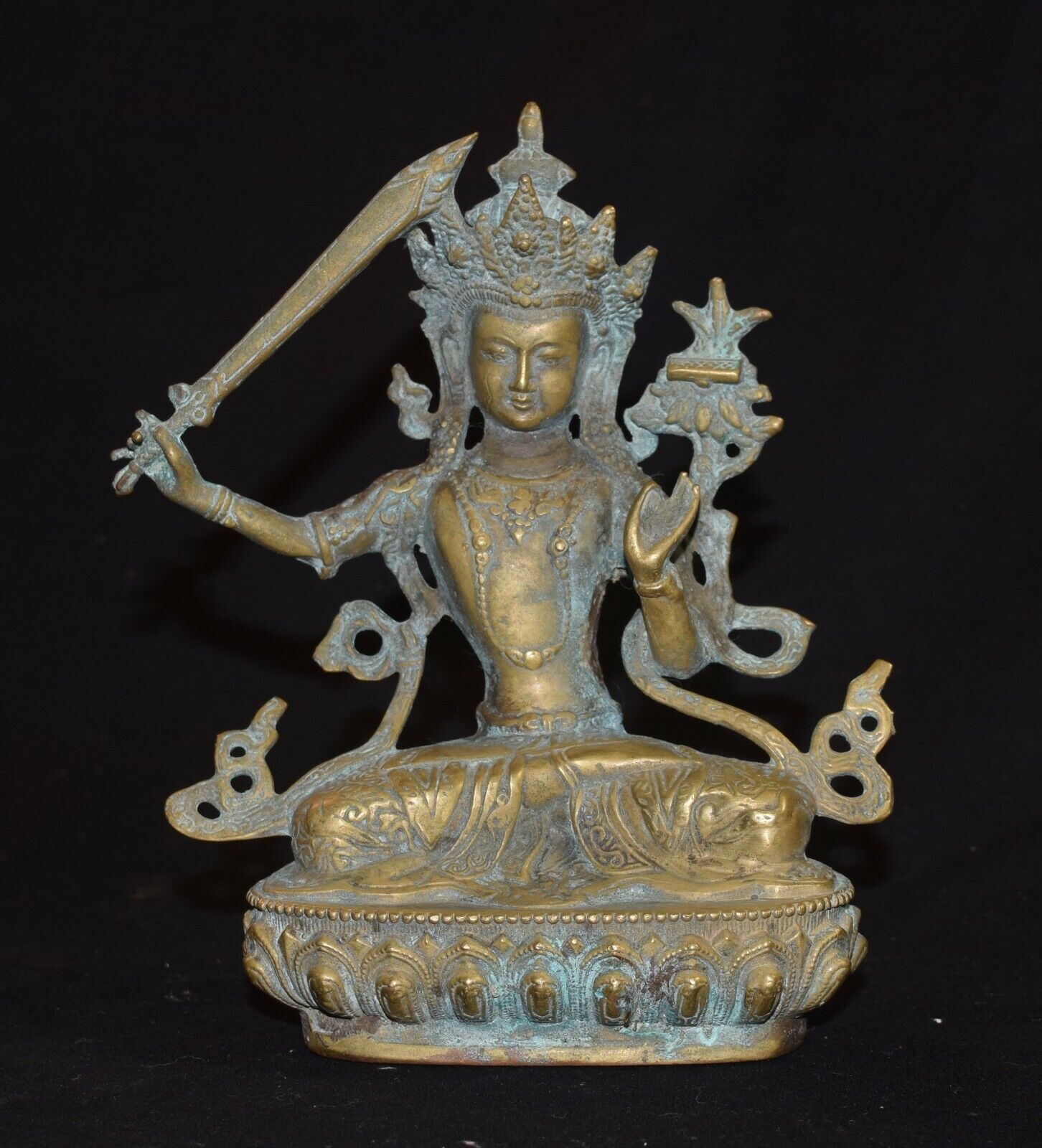Chinese Tibetan Style Copper Alloy Figure of Manjushri, 20th Century