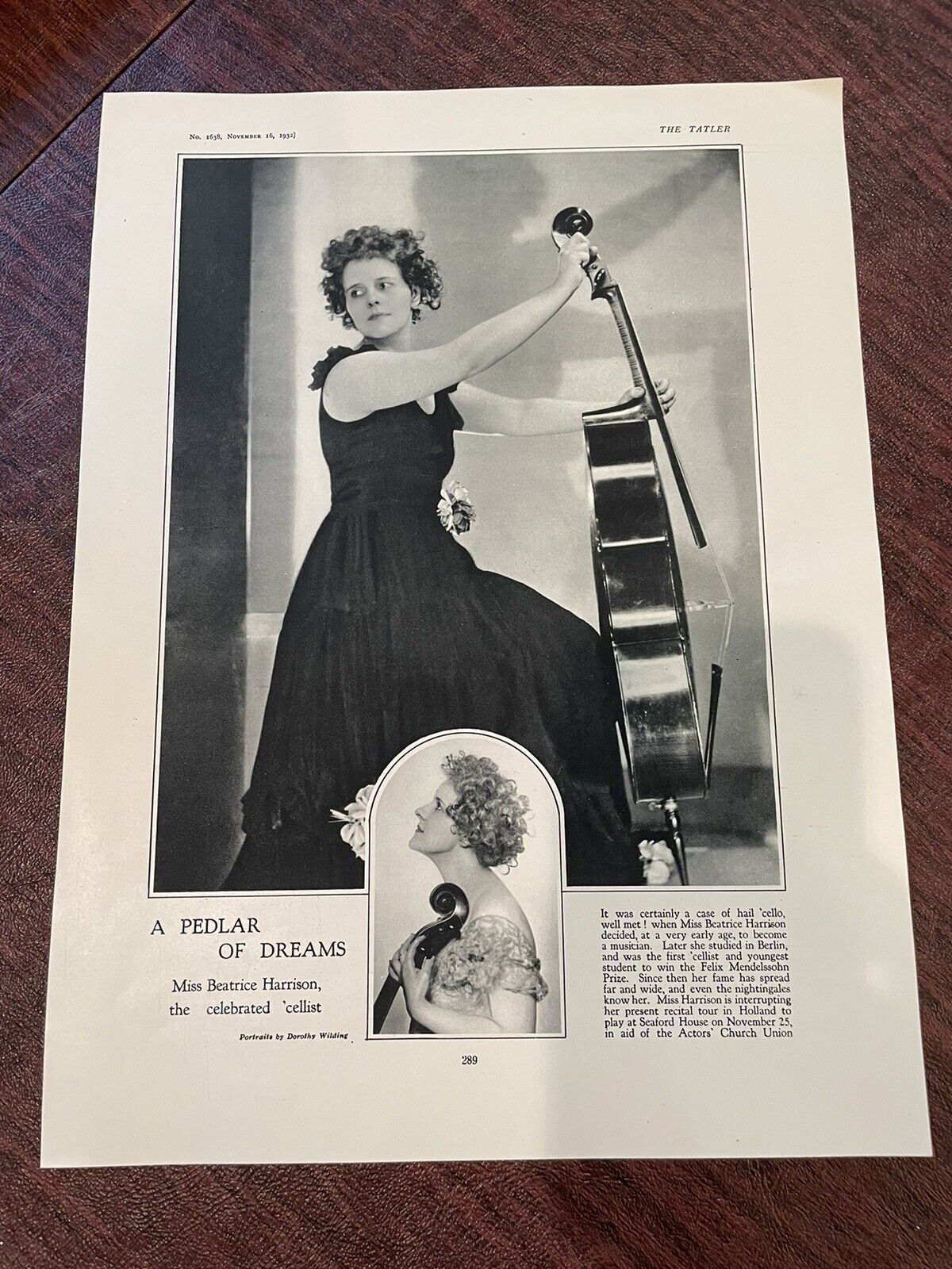 Miss Beatrice Harrison Celebrated Cellist Dorothy Wilding Photos The Tatler 1932