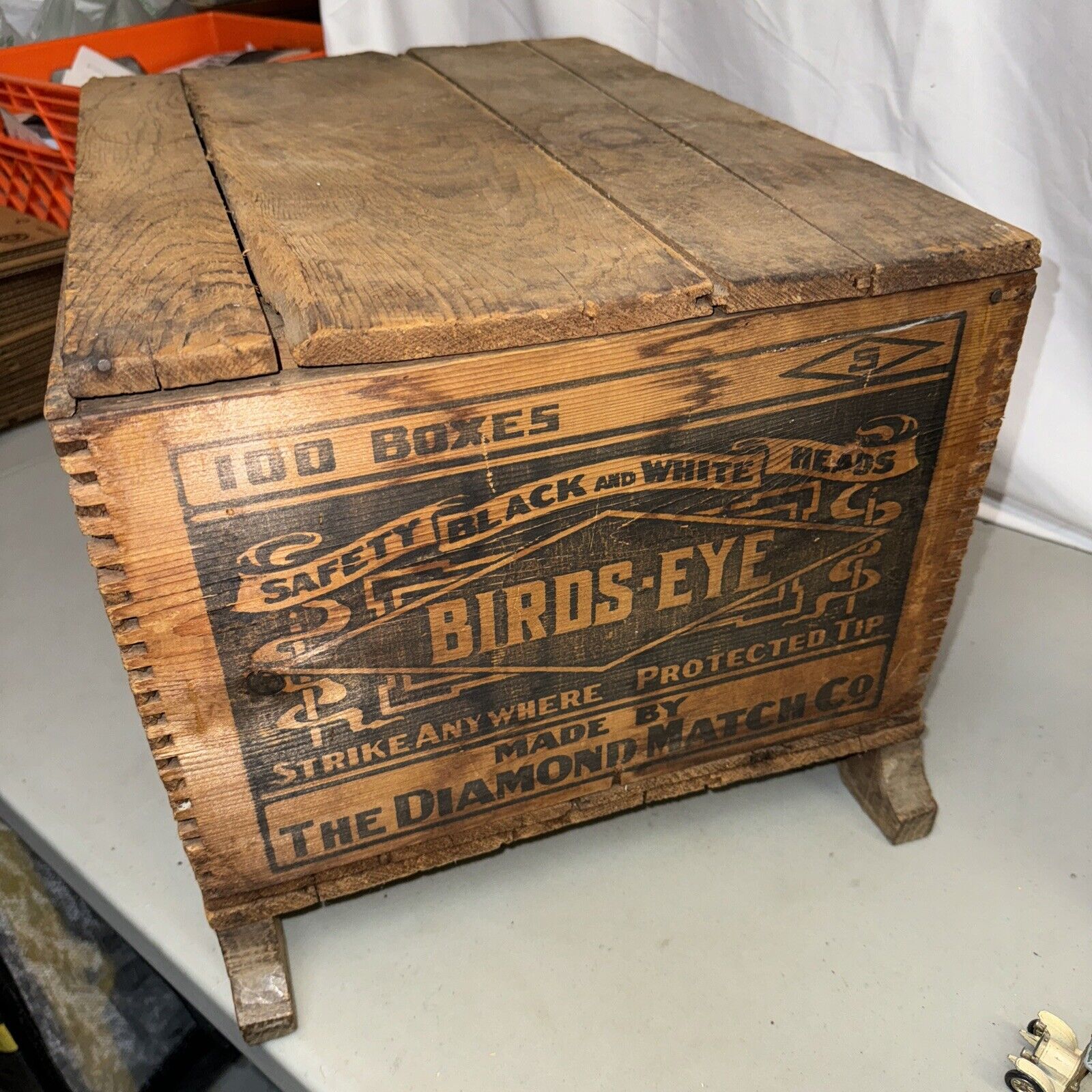 Rare Vintage Bird\'s Eye The Diamond Match Co. Wooden Advertising Crate Sign Box