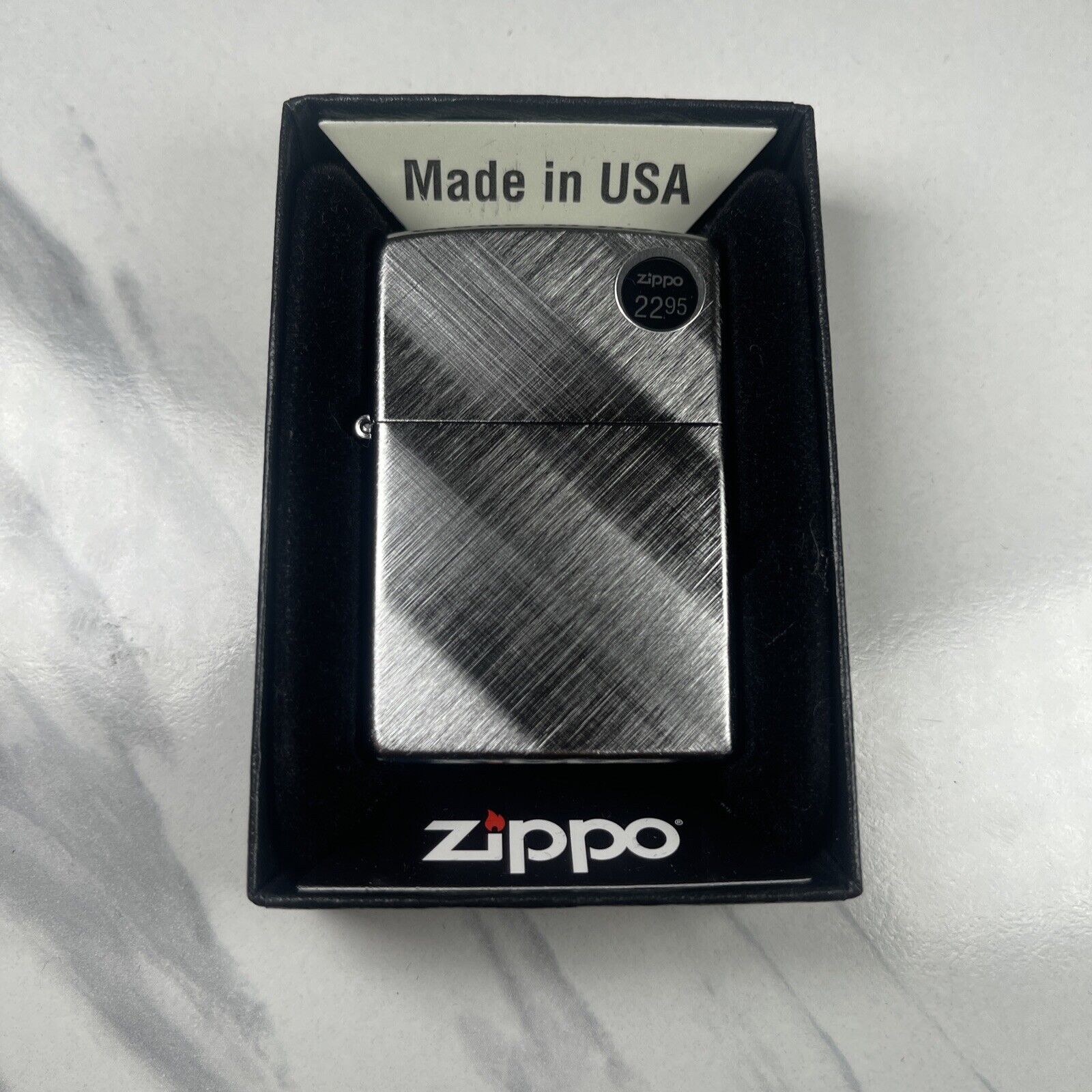 Zippo Diagonal Weave Brushed Chrome Pocket Lighter BRAND NEW IN BOX