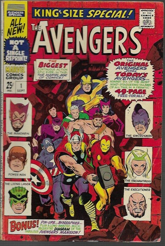 AVENGERS V. 1 : GIANT SIZE #1 Marvel 1967 Fine 6.0 Roy Thomas, Don Heck