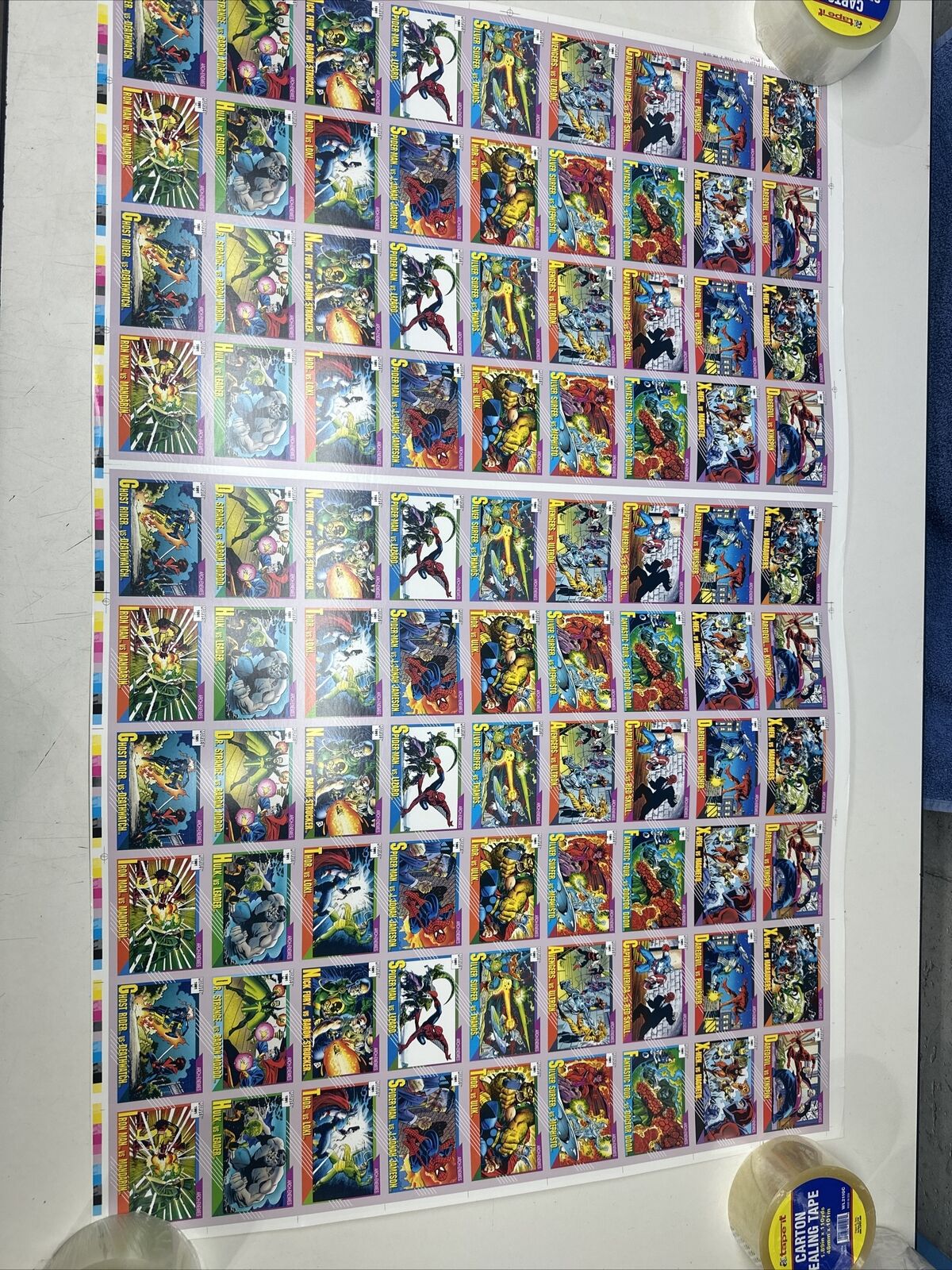AWESOME 1991 MARVEL COMICS UNCUT SHEET TRADING CARDS