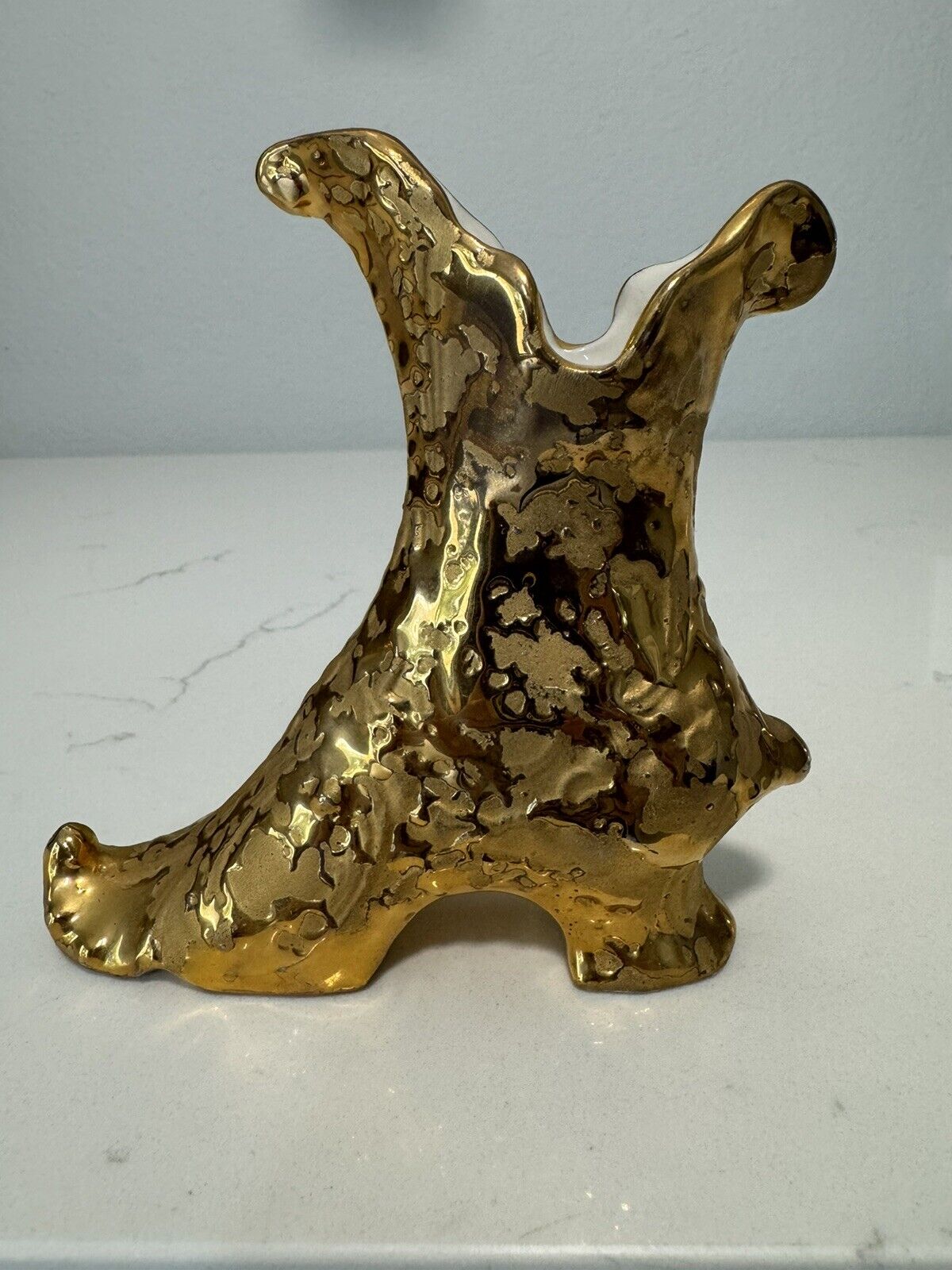 Dixon Art Studios Weeping 22kt Gold Ceramic Victorian Witch Slipper Boot Vintage