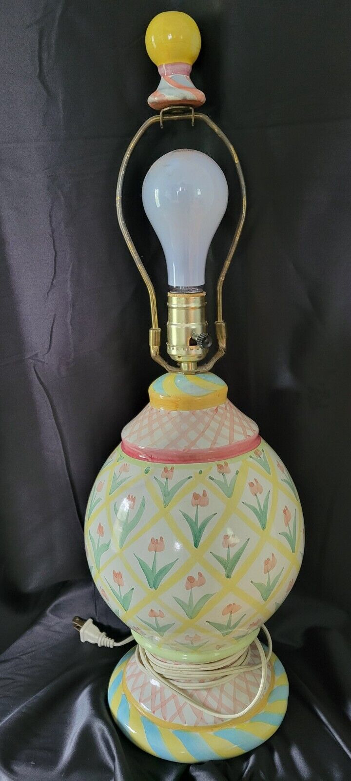 Vintage MacKenzie-Childs Ceramic Table Lamp Aalsmeer Tulip Design 23.5\
