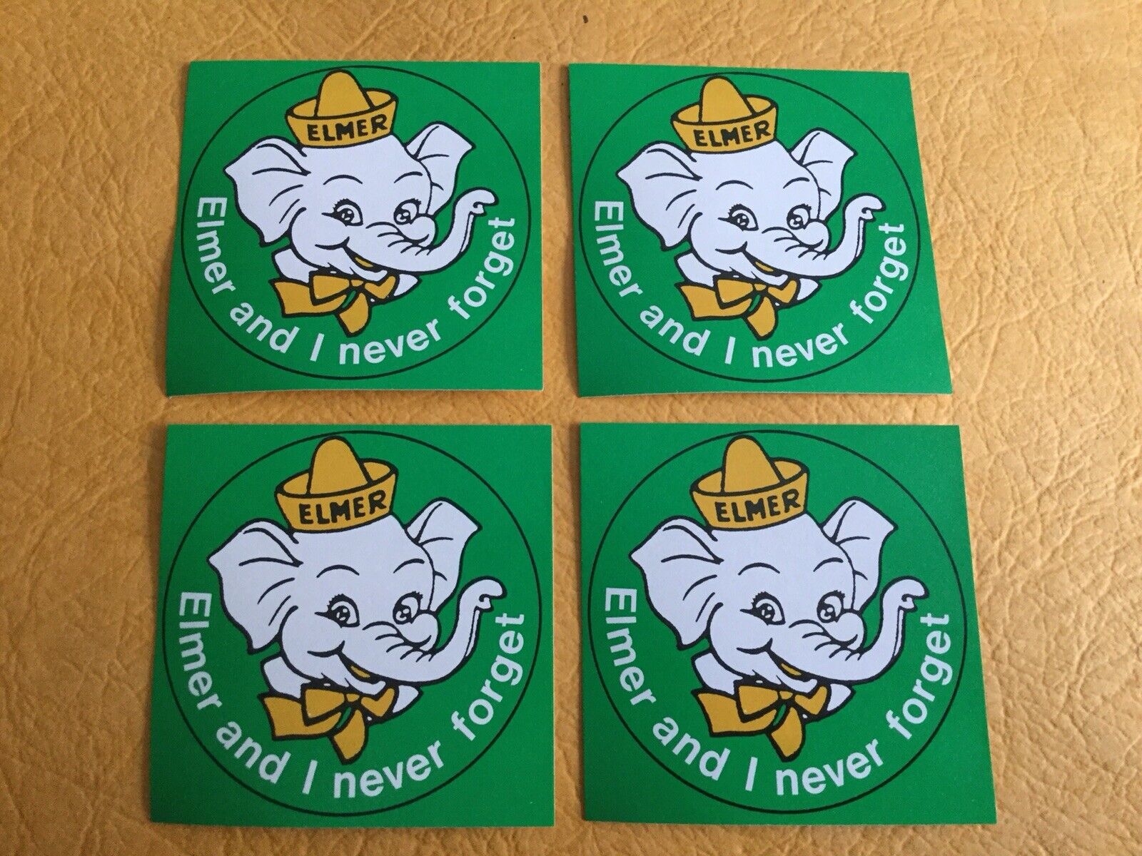 Vintage Elmer The Safety Elephant Stickers ( Set Of Four )
