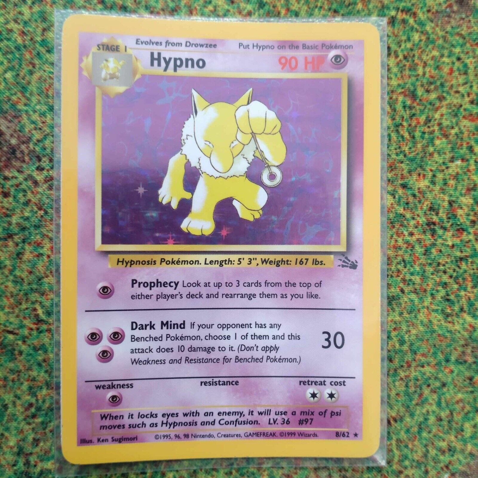 Pokémon Trading Cards Fossil Set Hypno Mint / Near Mint 8/62