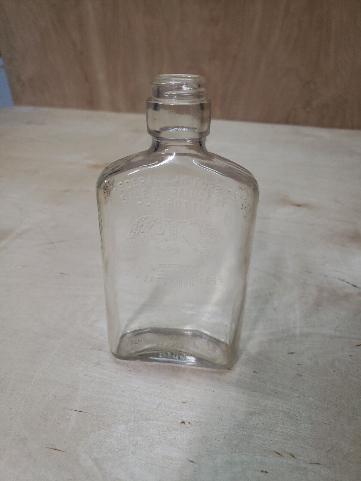 Vintage St. Pierre Smirnoff Half Pint Liquor Bottle ~ Embossed Crown  