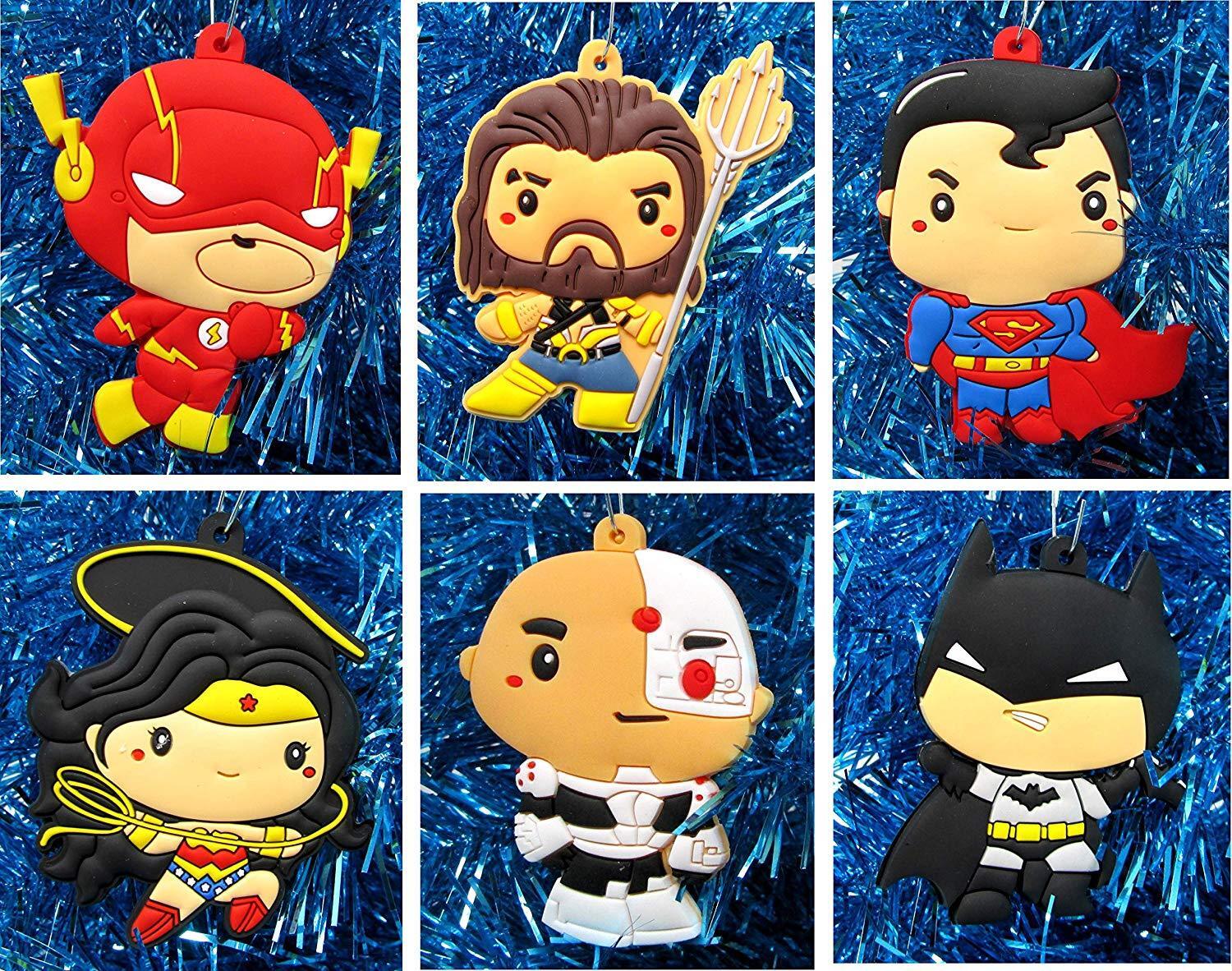 Super Hero Justice League Christmas Ornament Set Flash, Wonder Woman, Aquaman