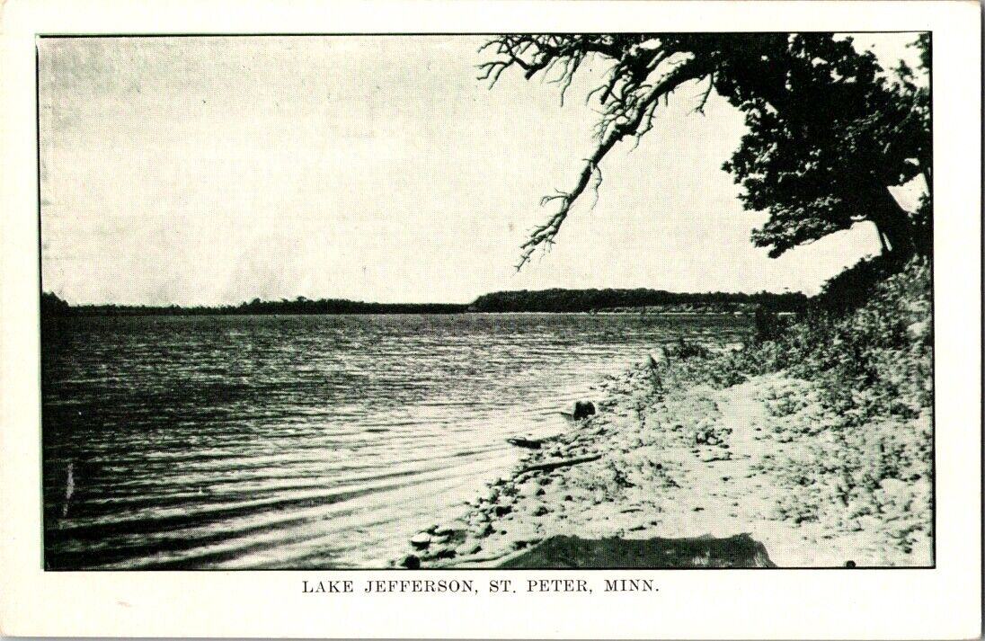 Lake Jefferson St Peter Minnesota Black and White Postcard 