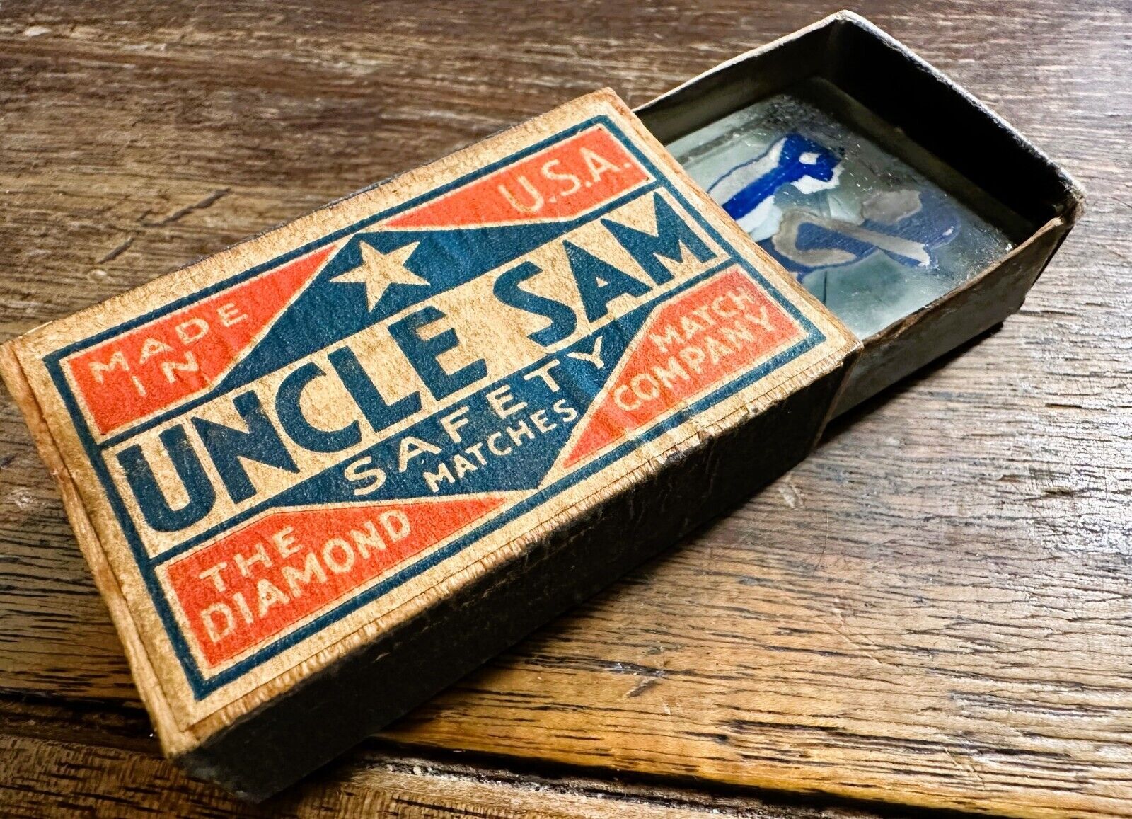 VERY RARE Vintage UNCLE SAM SEX NOVELTY GAG Match Box DIAMOND Safety GLASS NUDES