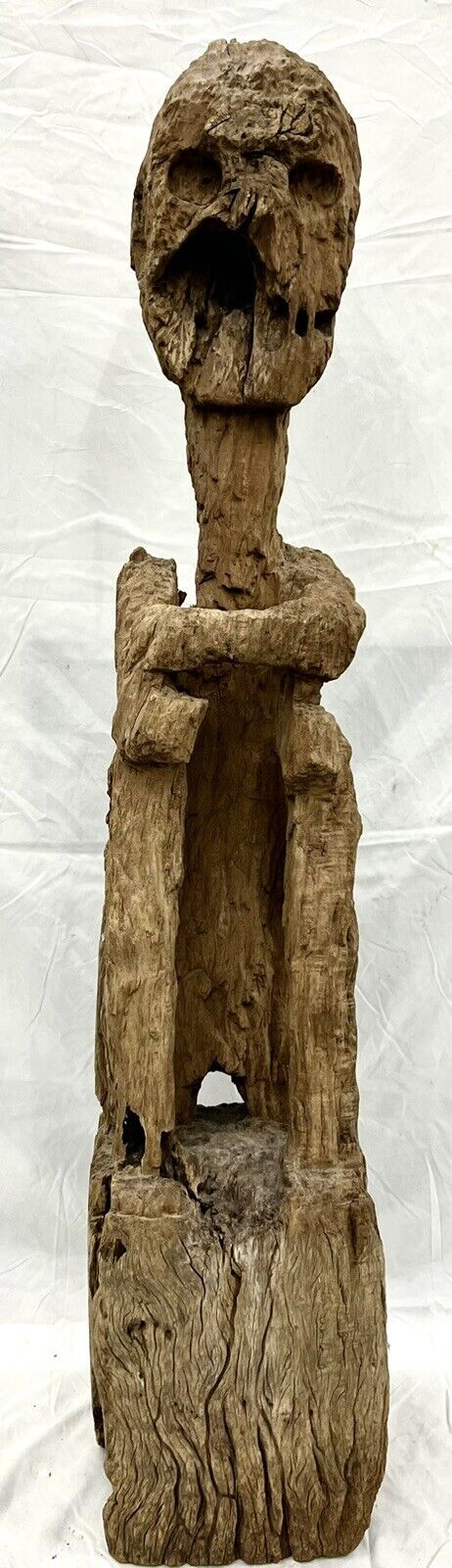 Very Large Sitting Wooden Tribal Figure - 46.5\