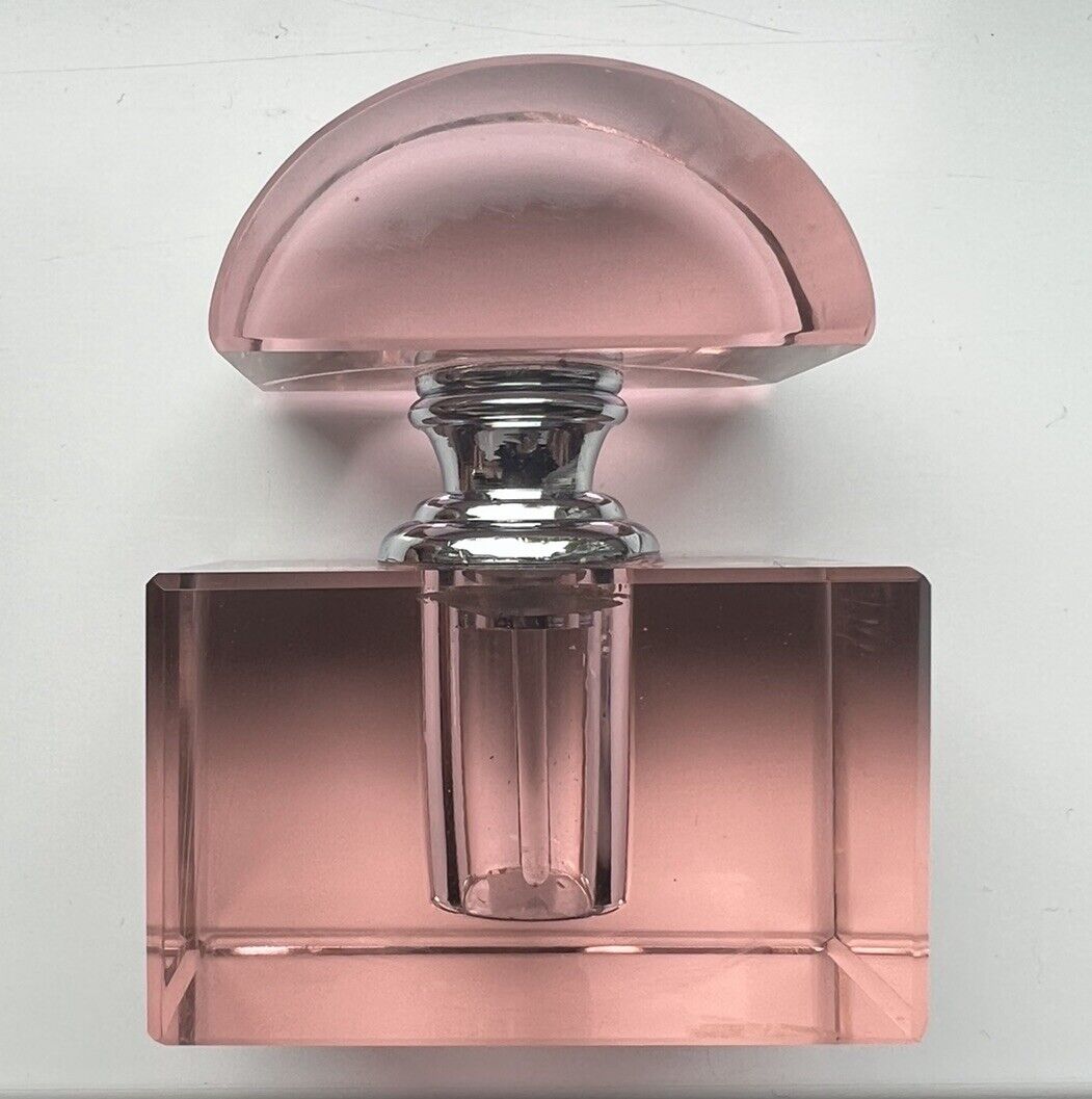 Gorgeous Pink Glass and Chrome Art Deco Scent Bottle
