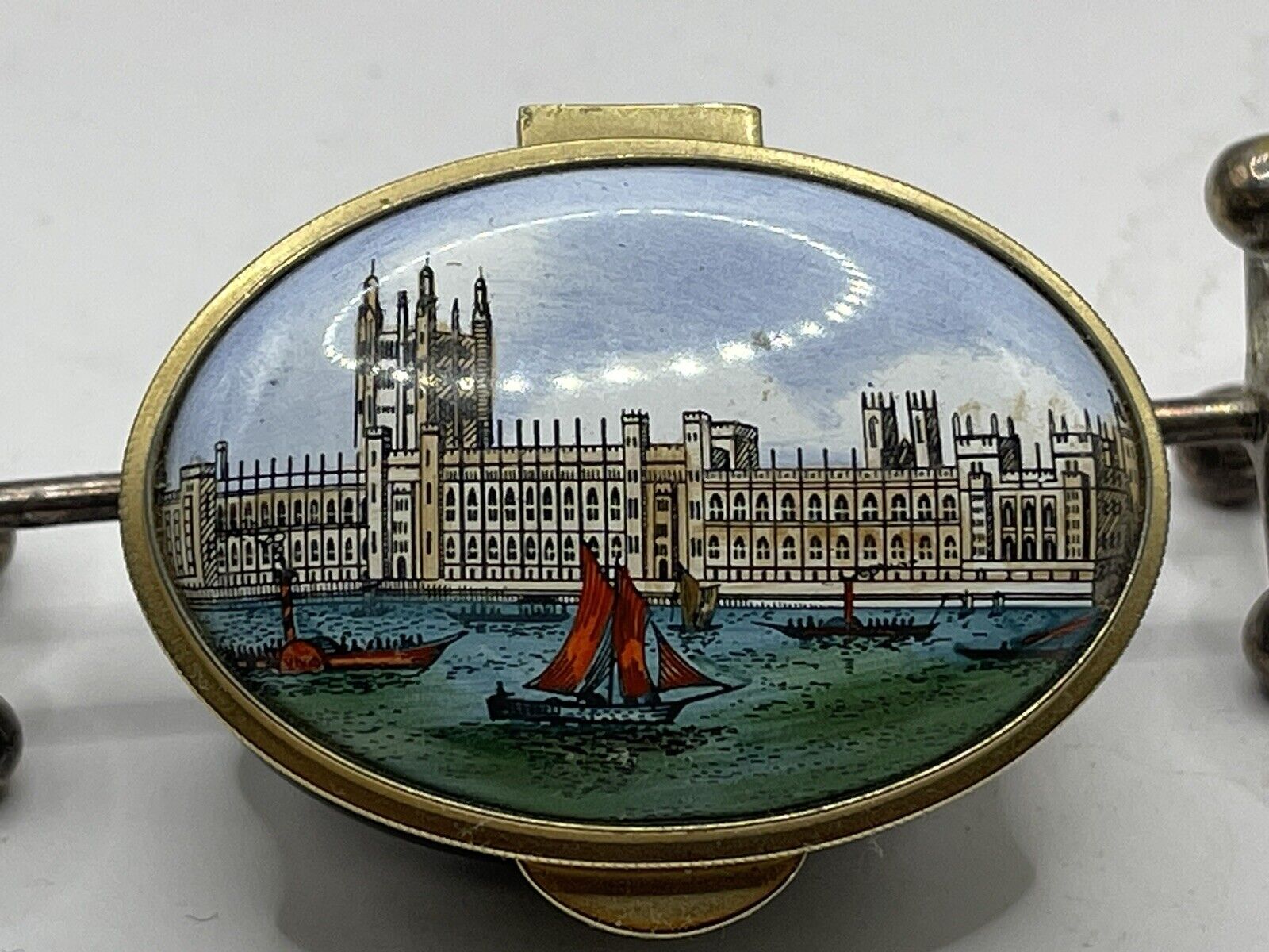 Staffordshire Enamels  New Houses of Parliament London Trinket Box  England