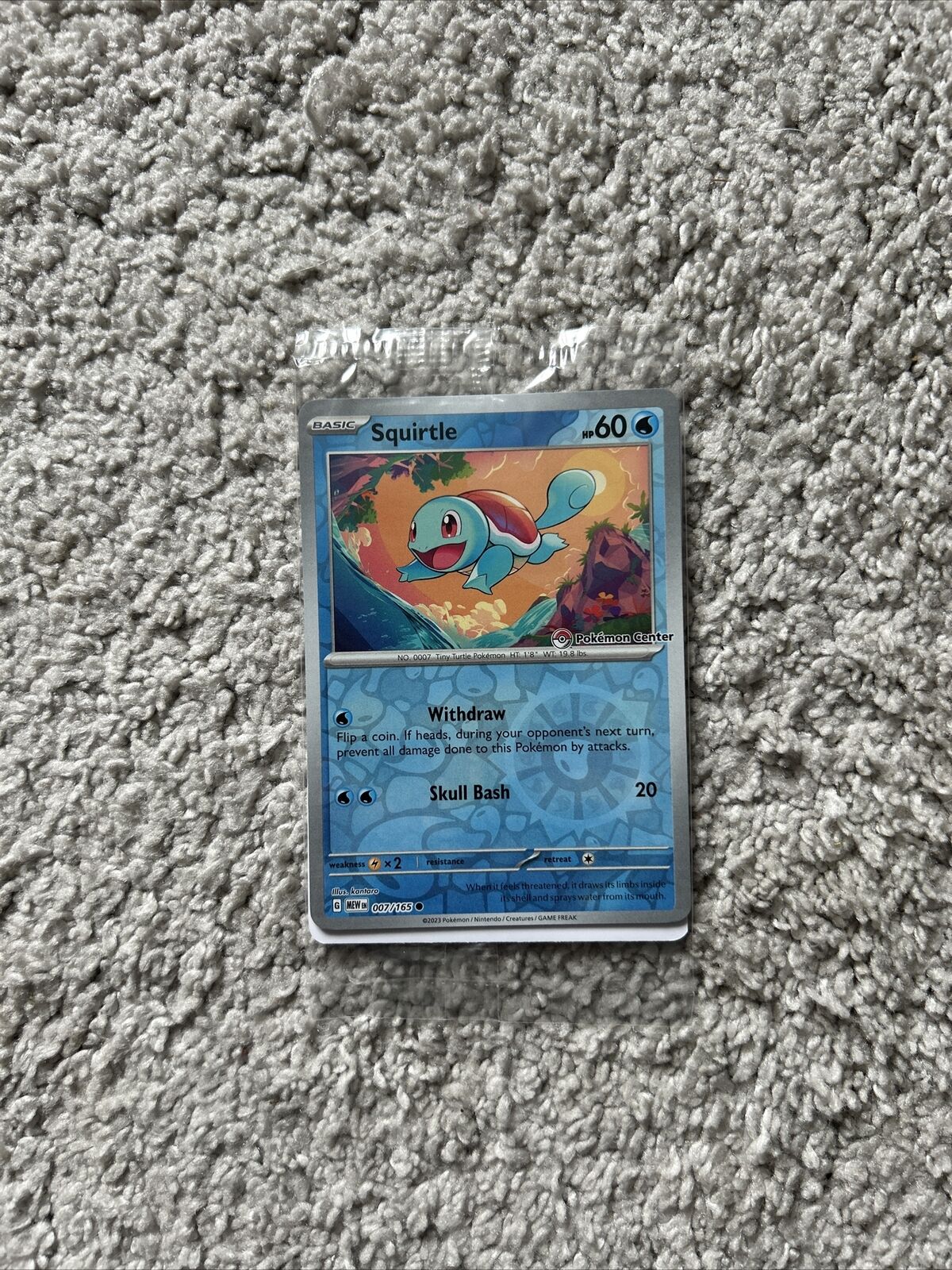 Squirtle 007/165 Pokemon Center Stamped 151 Promo Reverse Holo Card SEALED