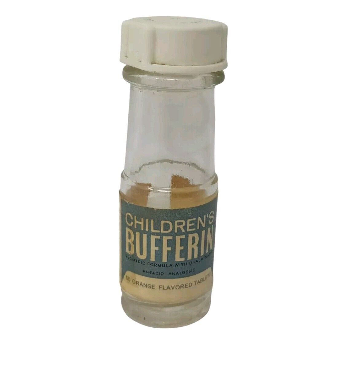 Vintage Children\'s BUFFERIN Glass Bottle Jar Rare Aspirin Antacid And Analgesic