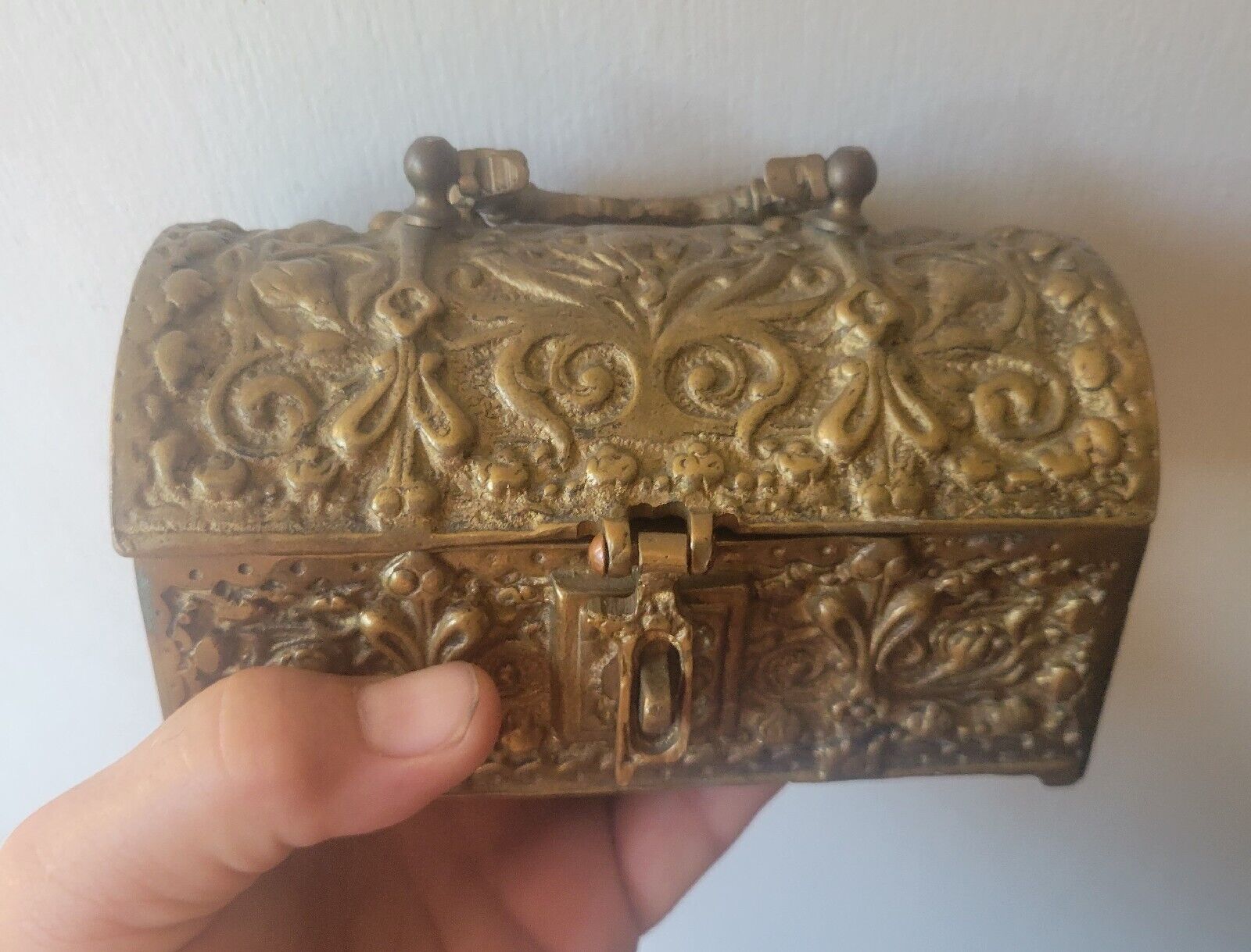Antique Vintage Art Nouveau Brass Bronze Casket Box