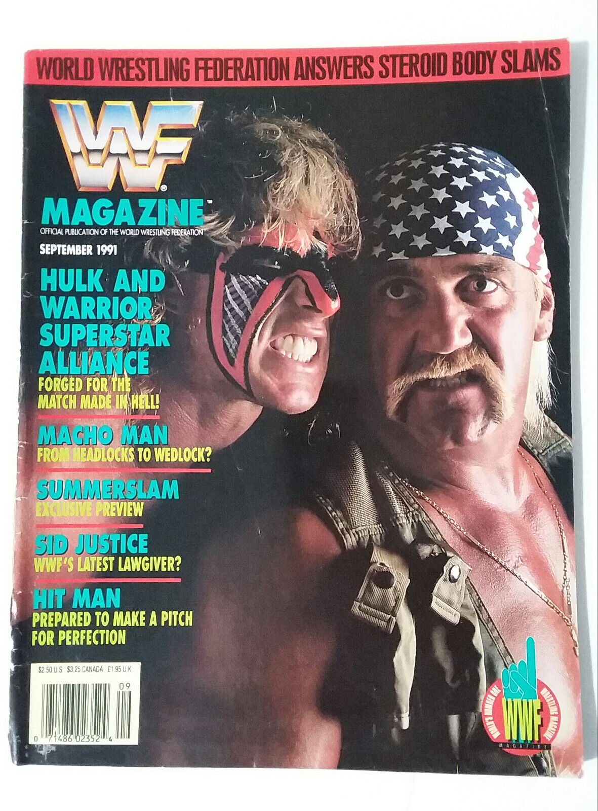 WWF Magazine (Sept. 1991) Hulk, Macho Man, Hit Man, Sid Justice; GOOD COPY