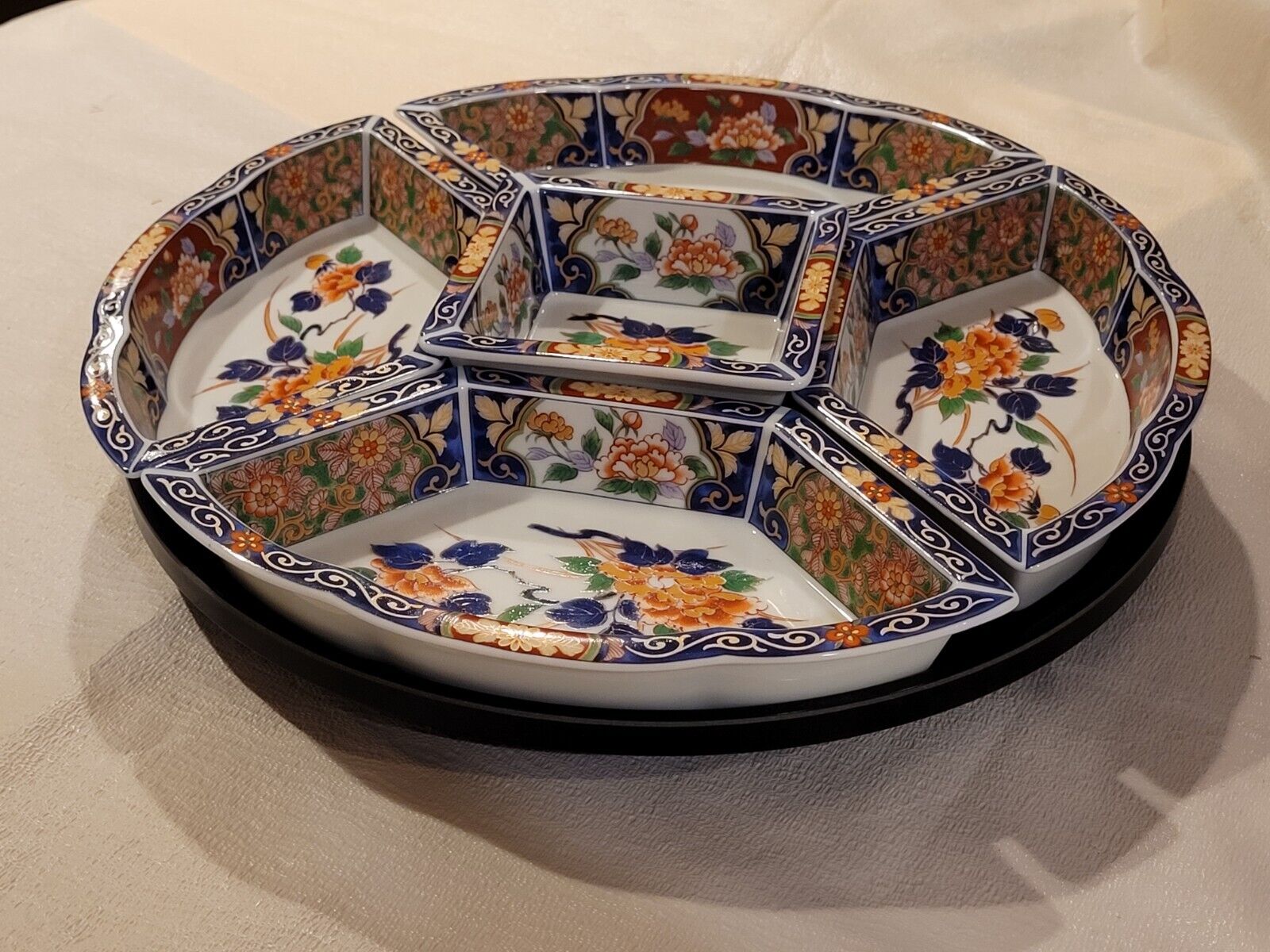 Vintage Japanese Imari Porcelain Revolving Lazy Susan 14\