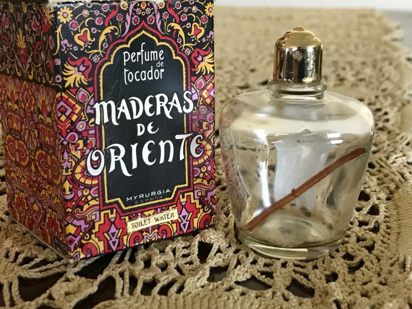 Vintage Maderas De Oriente by Myrurgia Mini EMPTY Perfume de tocador Spain w BOX