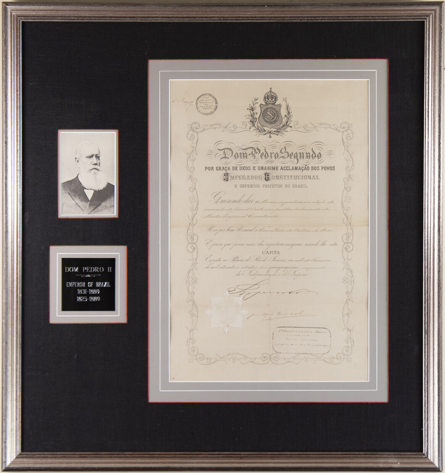 EMPEROR DOM PEDRO II - DOCUMENT SIGNED 02/03/1873