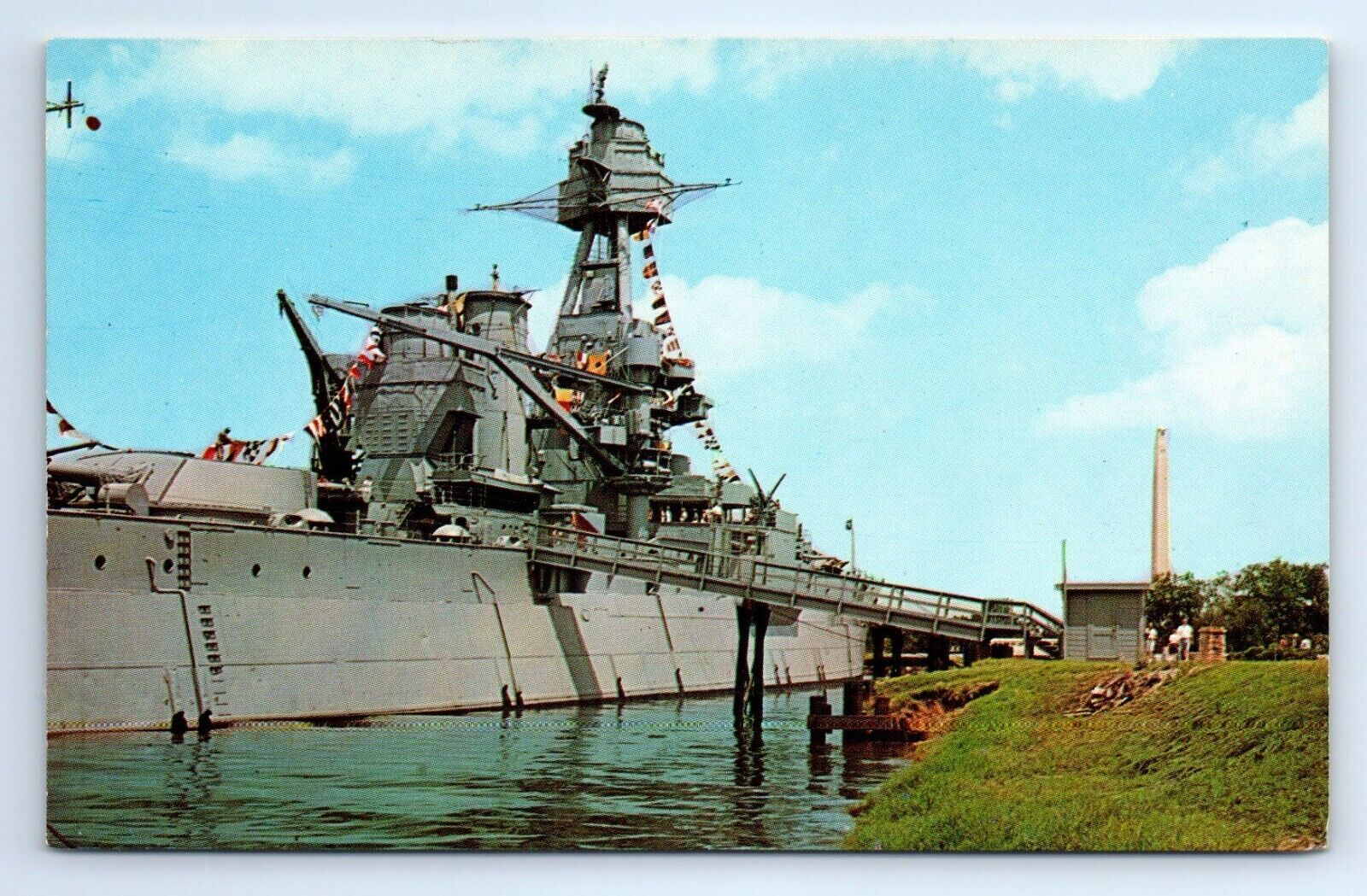 USS Texas (BB-35) Houston Texas San Jacinto River State Park Postcard c.1960