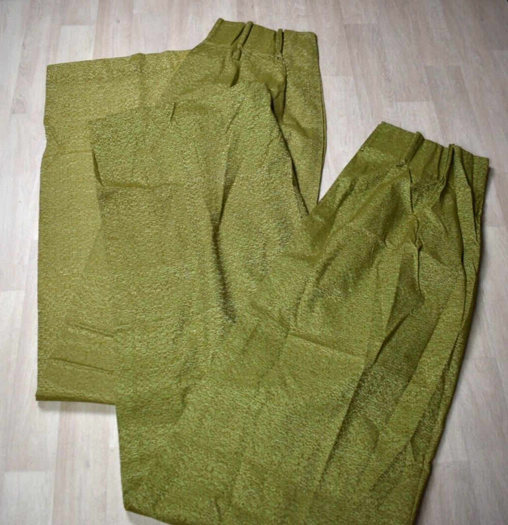 60s JC PENNEY HOME Pinch Pleat Curtains 24x82 Avocado Green VTG Mid Century