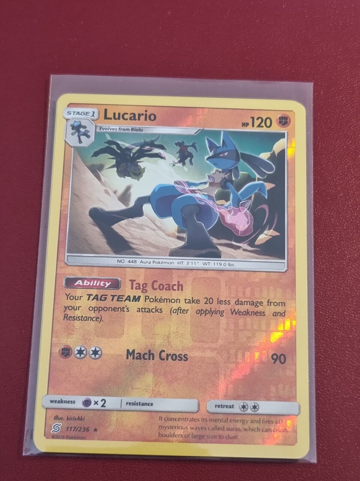 Pokemon Sun Moon Unified Minds Lucario 117/236 Rare Reverse Holo TCG Card