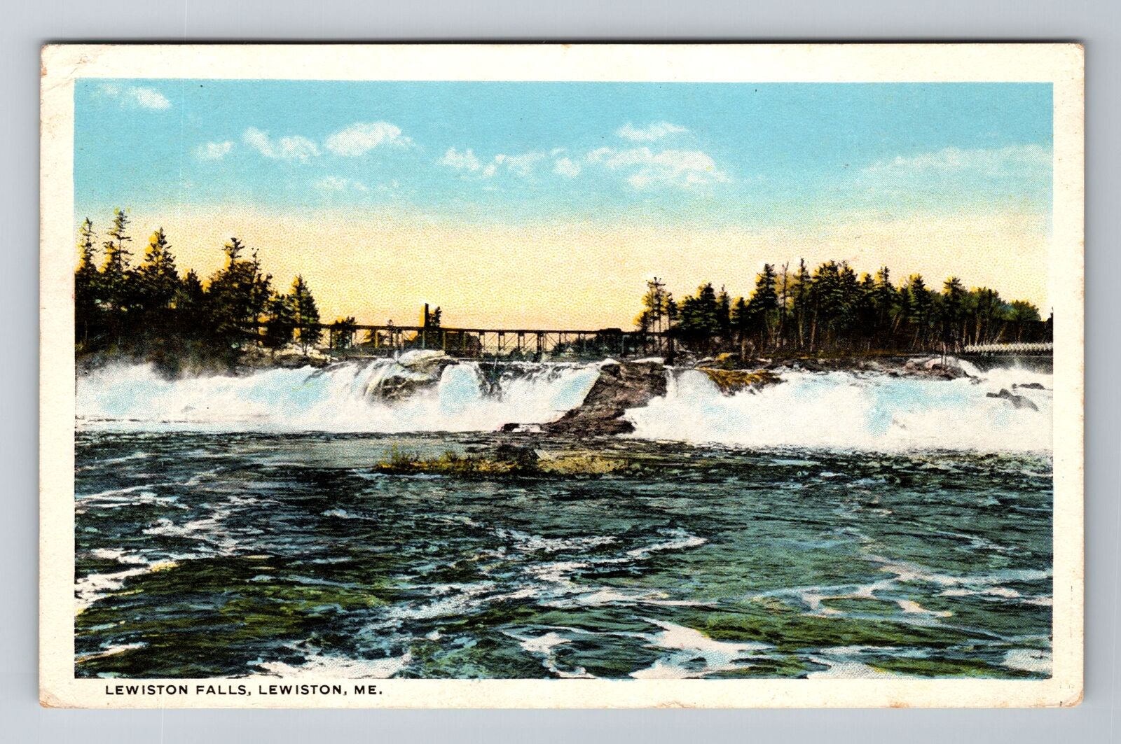 Lewiston ME-Maine, Lewiston Falls, Antique, Vintage c1920 Souvenir Postcard