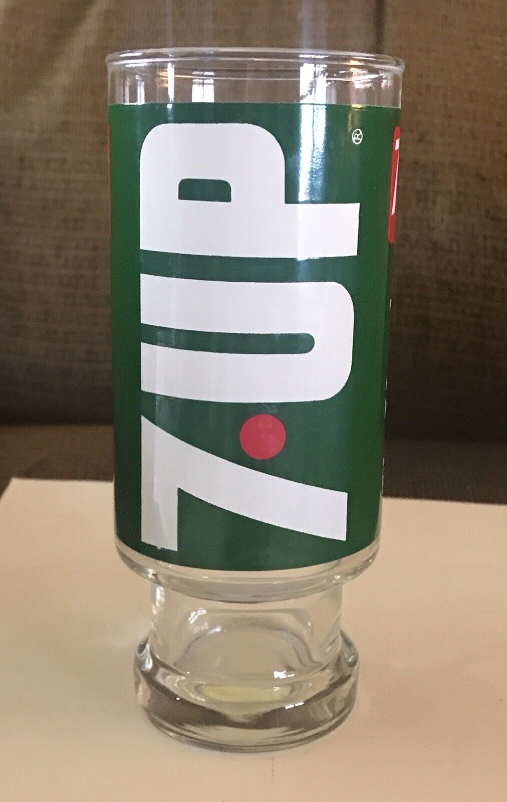 Vintage 7UP The Uncola 12 oz Green Footed Pedestal Drinking Glass Wet & Wild