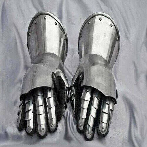 Combat Armour Hand Gloves Larp Warrior Steel Medieval Knight Mitten Gauntlets