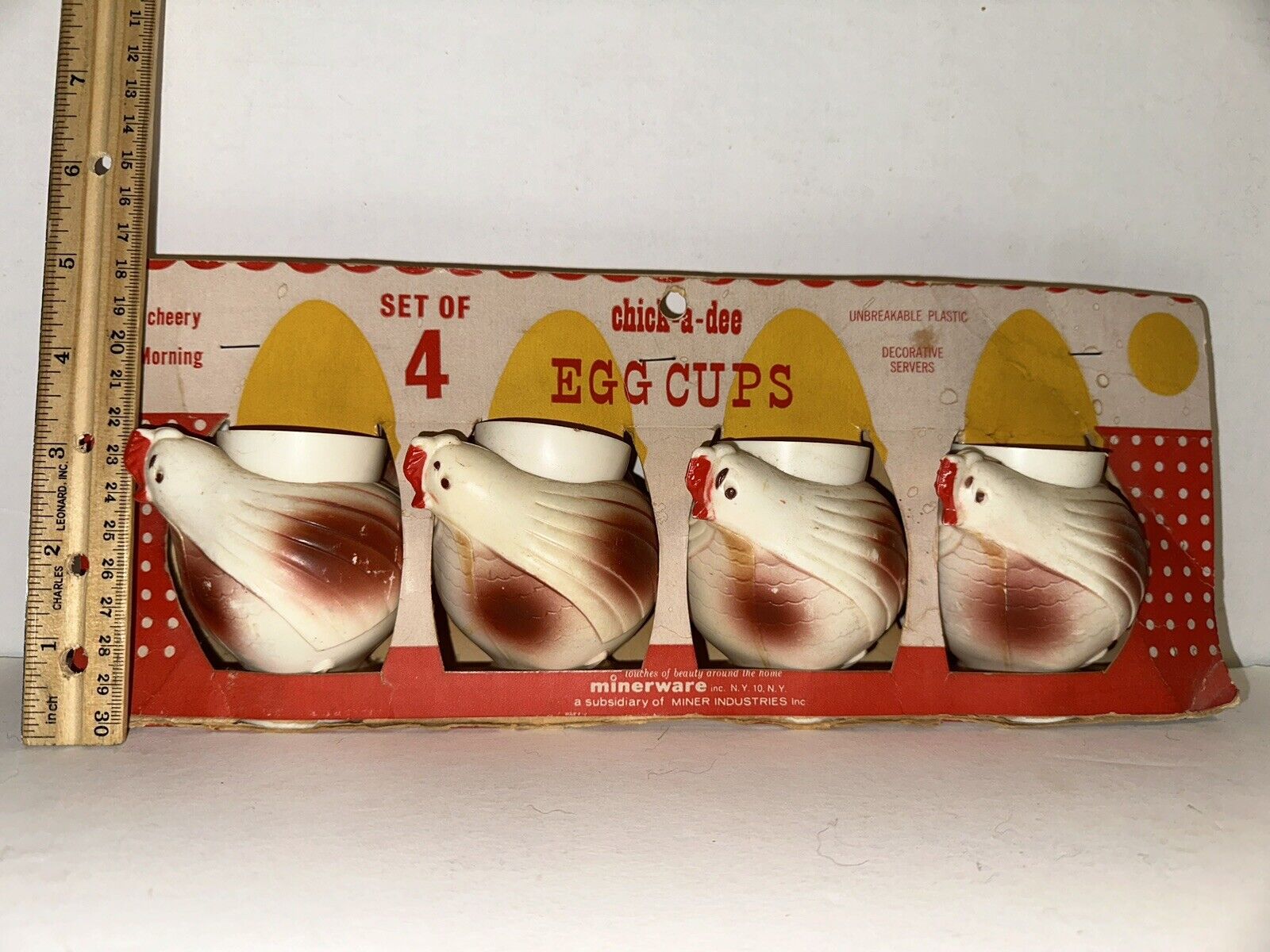 Set of 4 Vintage Plastic Chick-A-Dee Easter Chicken Egg Cup Holders
