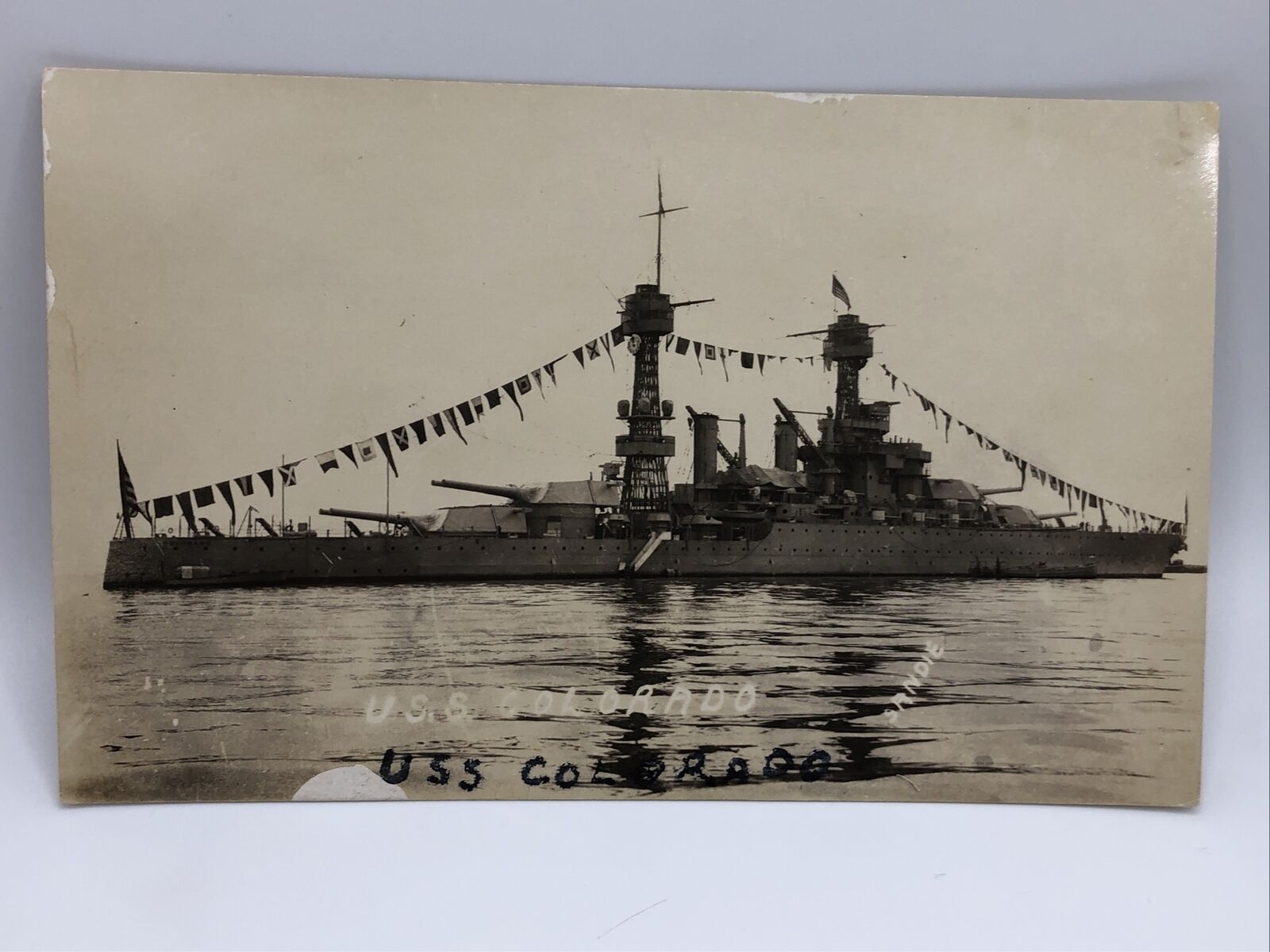 Postcard USS Colorado US Navy Battleship Real Photo Unposted