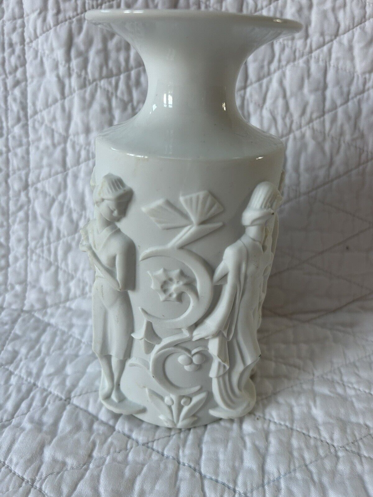 Vintage Art Deco 1930s Konigl pr Tettau Royal Tettau White Porcelain 9” Vase