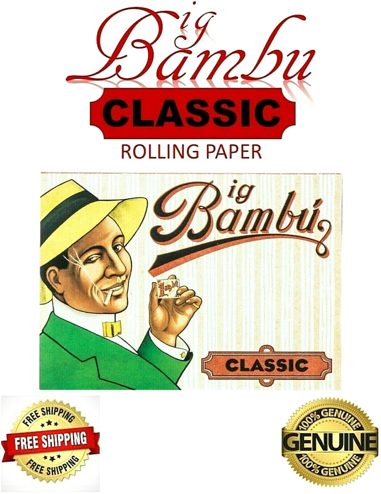 Bambu Rolling Papers 100% Authentic Big Bambu Classic Papers 33/Lvs USA Shipped