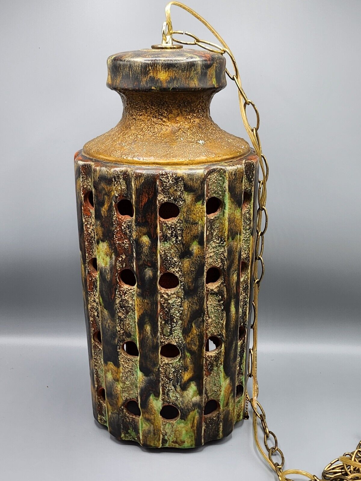 Groovy Mid Century  Vintage Ceramic Hanging Swag Lamp 