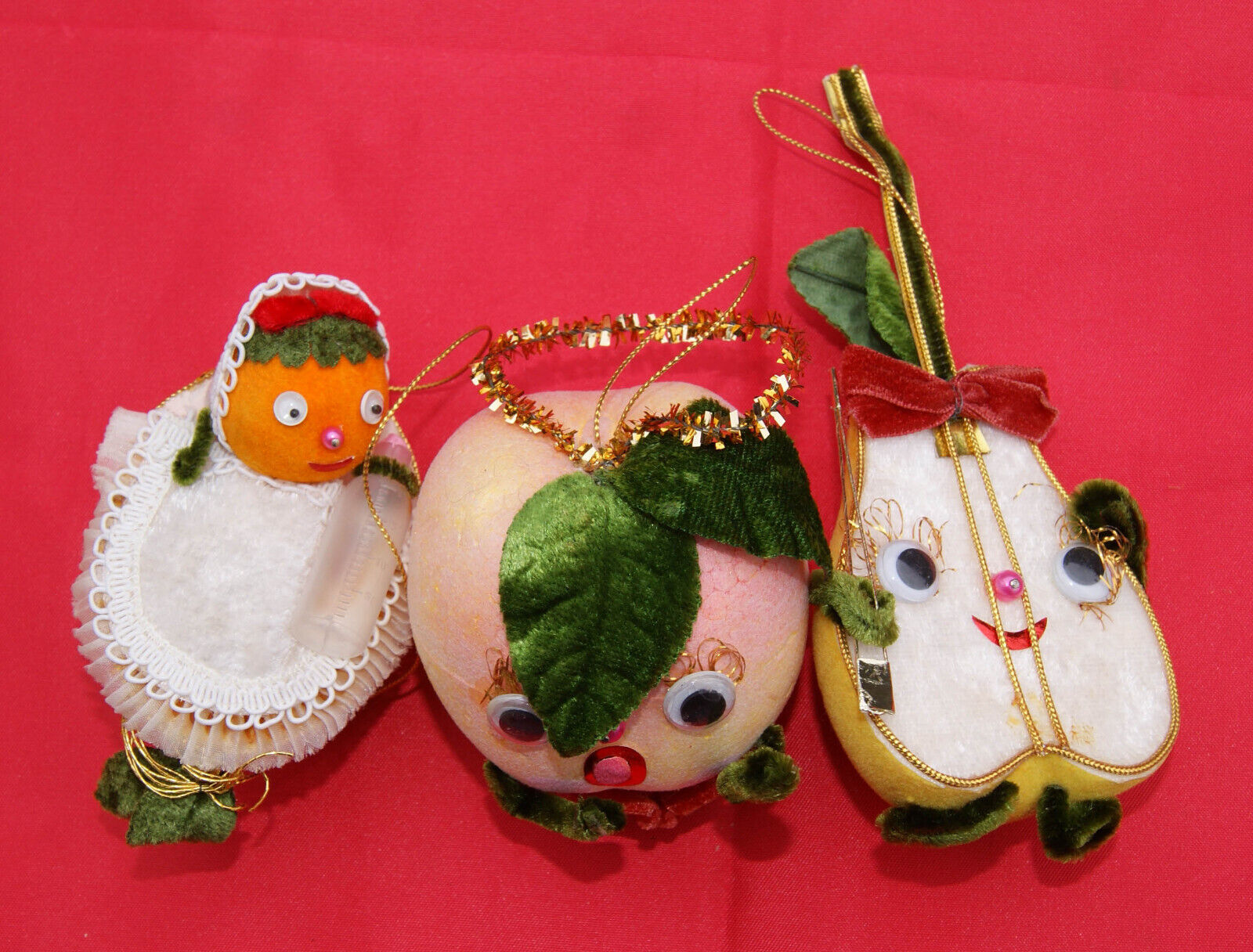 3 Vintage Mr. Christmas \'70 (Japan) Holiday Tree Hanging Foam Ornaments