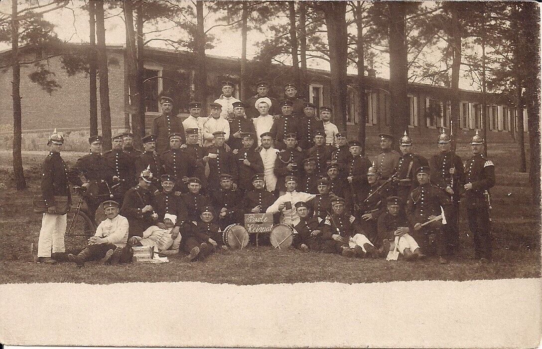 RPPC WWI German Soldiers, Music, Military Band, Pickelhaube Spiked Helmet 1914