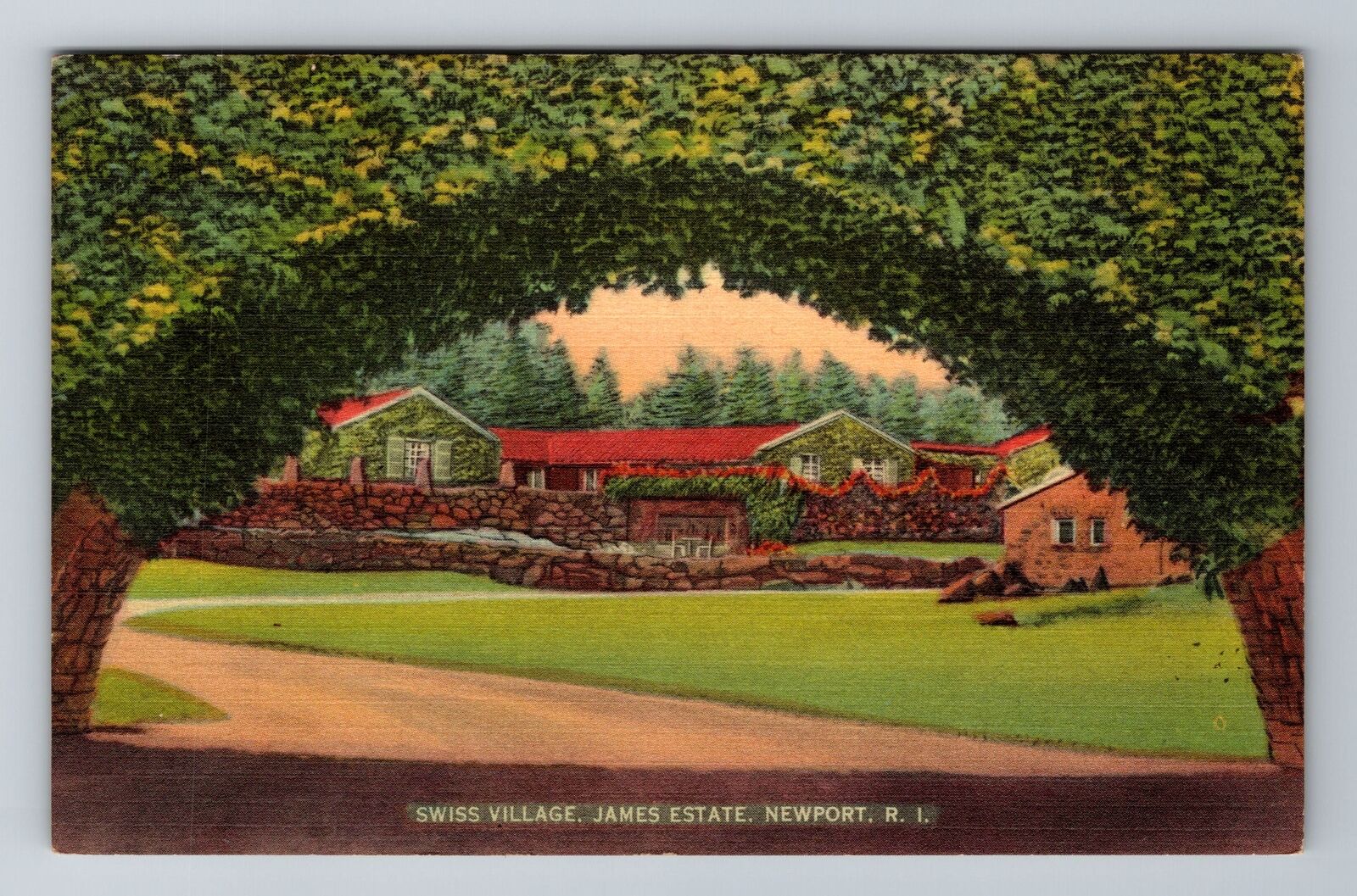 Newport, RI-Rhode Island, Swiss Village James Estate Antique, Vintage Postcard