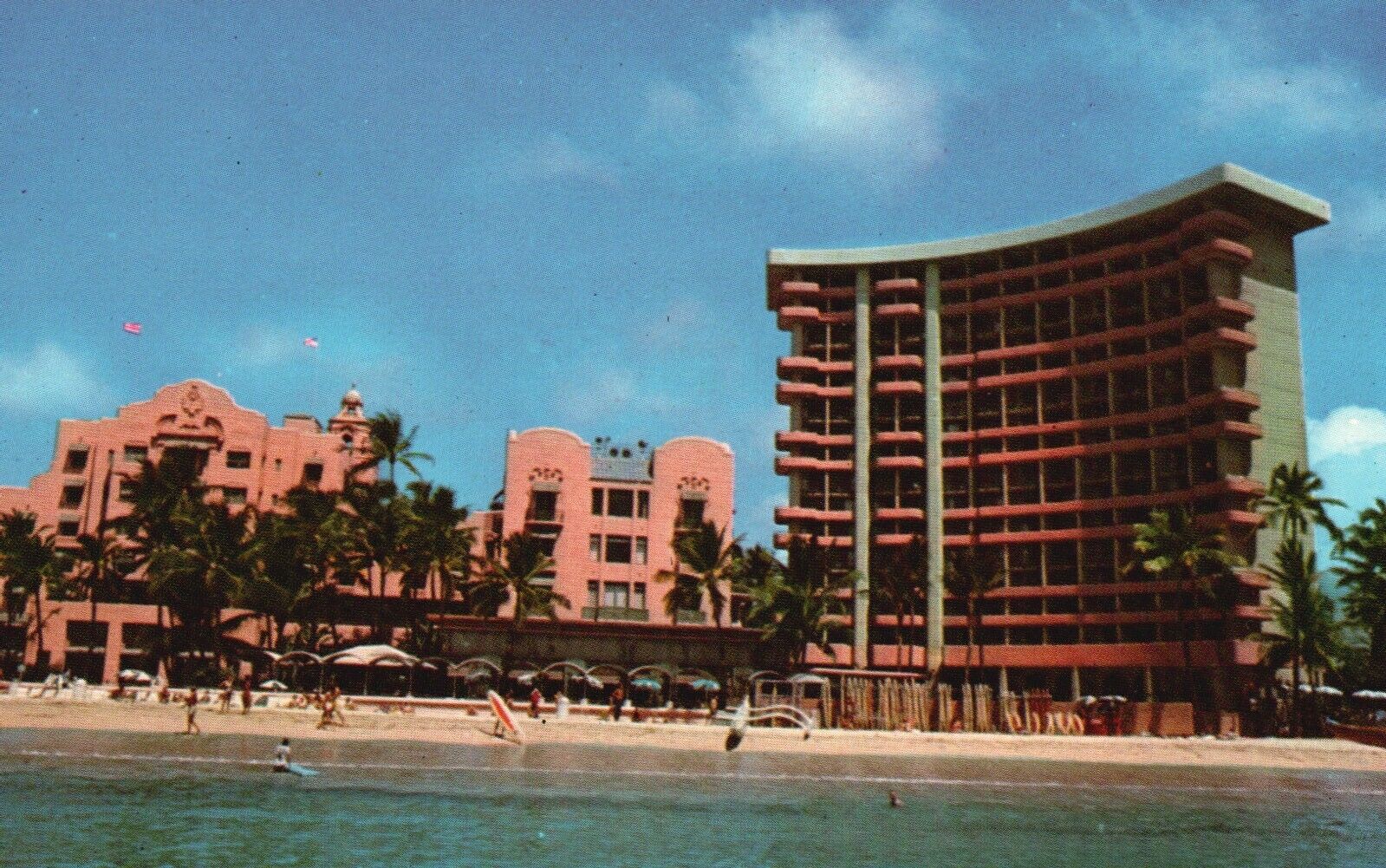 Postcard HI Waikiki Beach Royal Hawaiian Hotel 1970 Chrome Vintage PC G8198