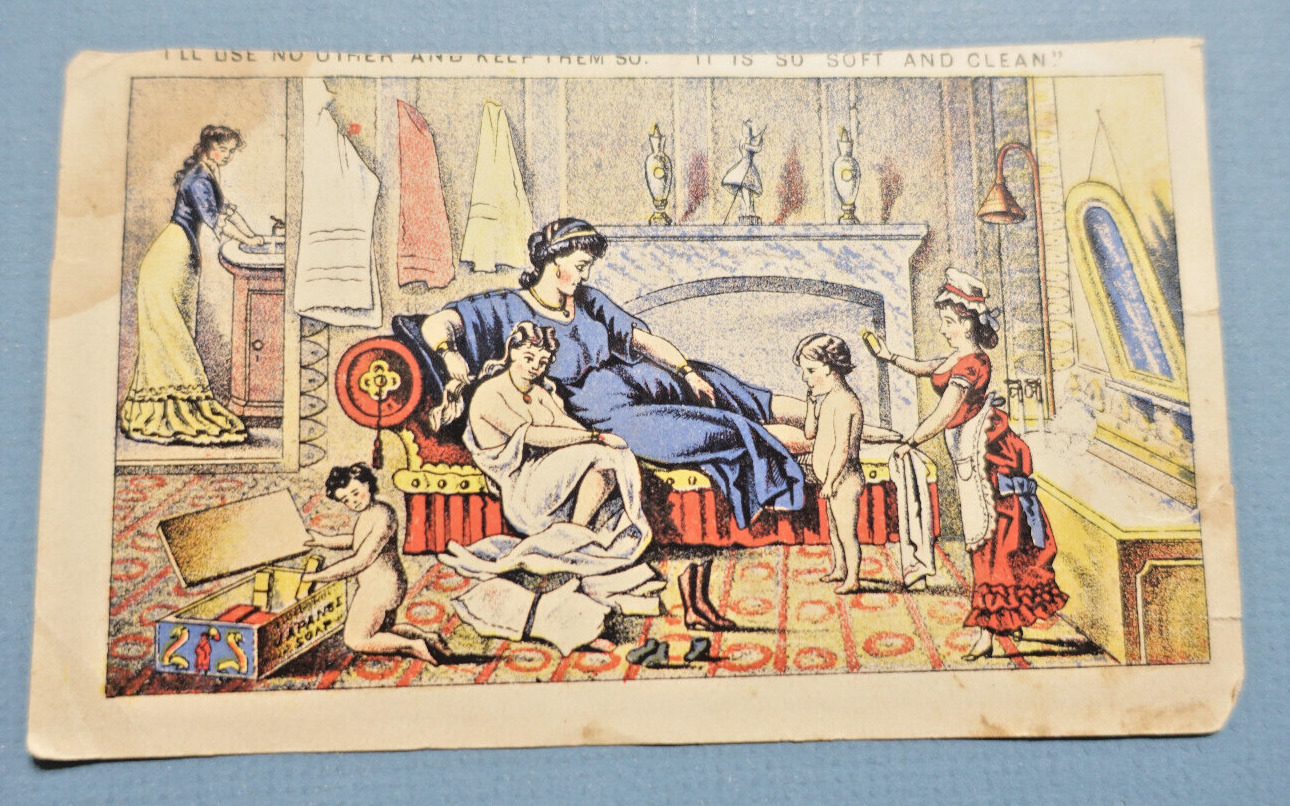 L.I. Fisk & Co. Pure Soaps Women In Bathhouse VICTORIAN TRADE CARD 3\