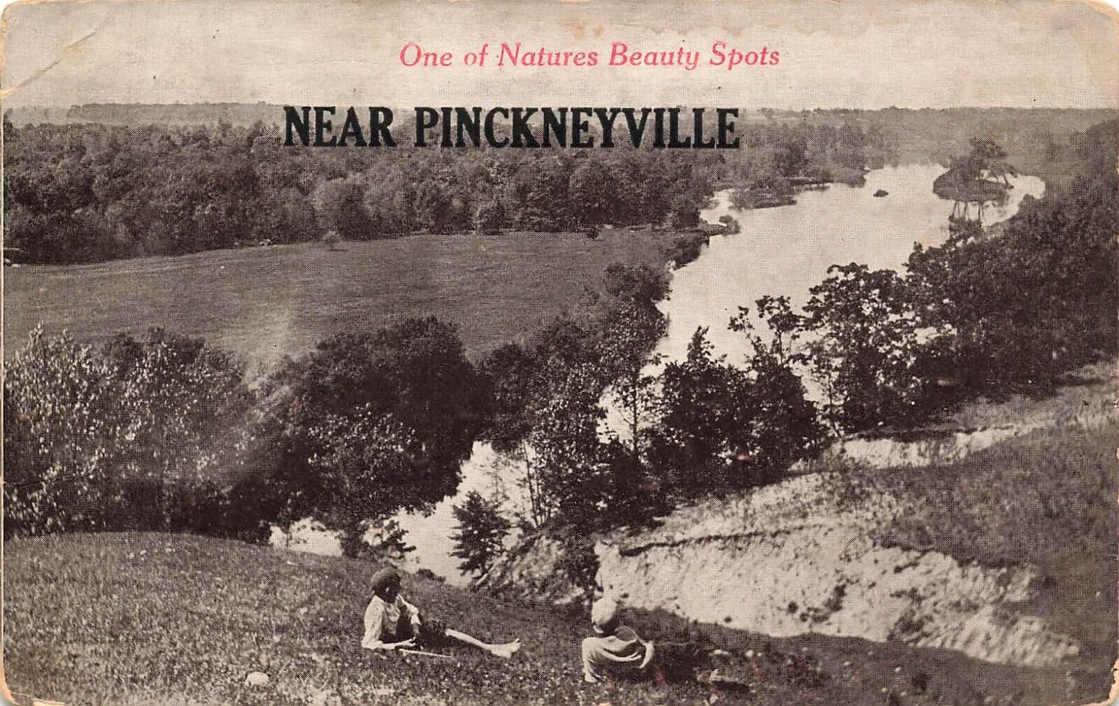 1914 ILLINOIS PHOTO POSTCARD: VIEW OF A BEAUTY SPOTS IN PINCKNEYVILLE, IL