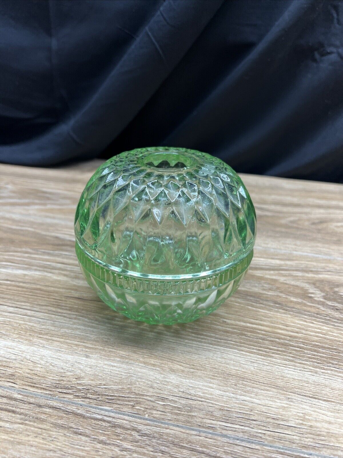 Vintage Indiana Glass Green Mt. Vernon Candle / Tea Light Fairy Lamp Glows