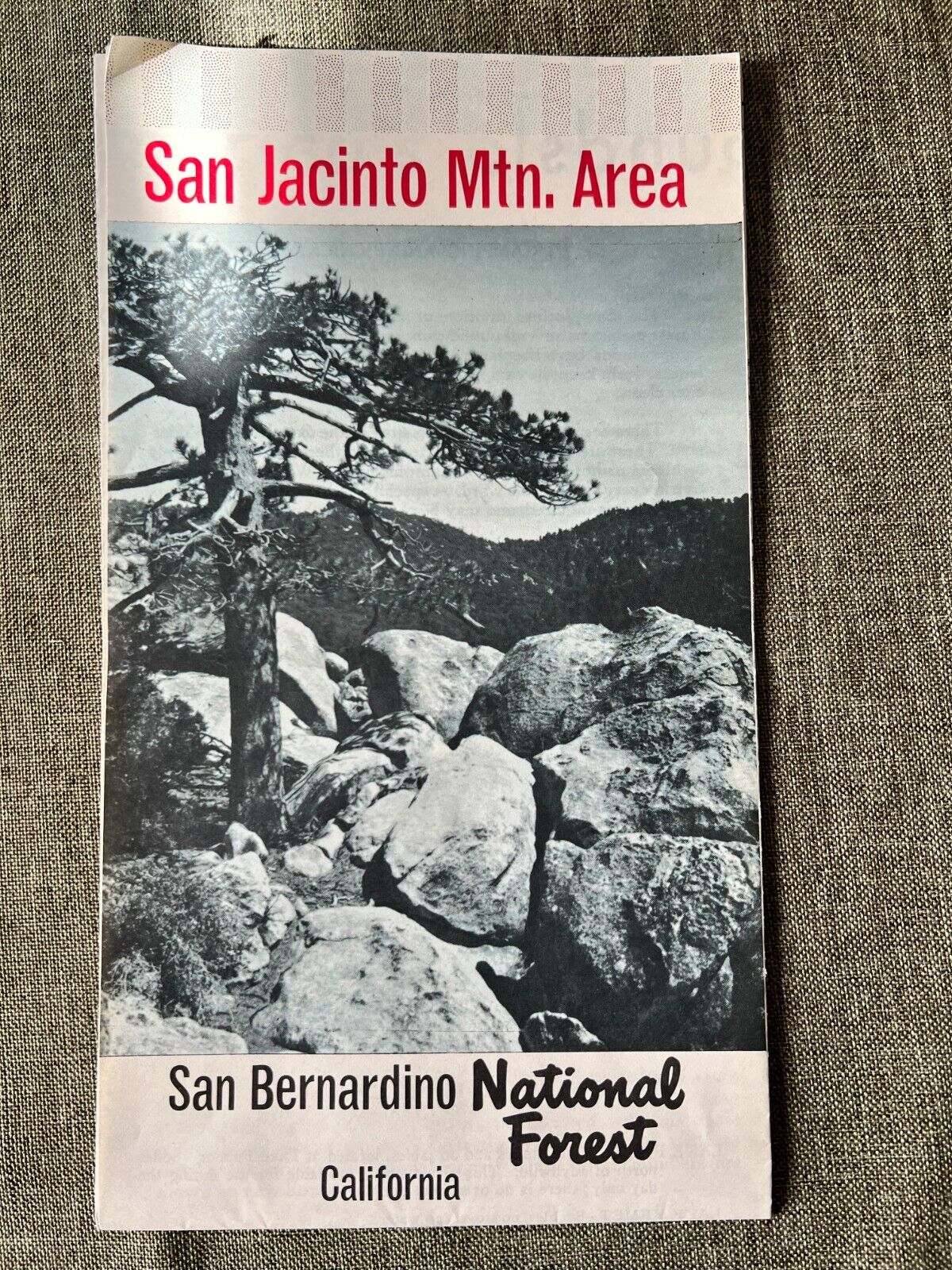 Vintage 1970 Folded Paper Map San Jacinto Mountain Area San Bernardino CA