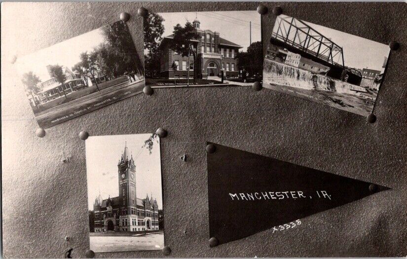 Vintage RPPC Postcard Views of Manchester IA Iowa c.1907-1915              J-418