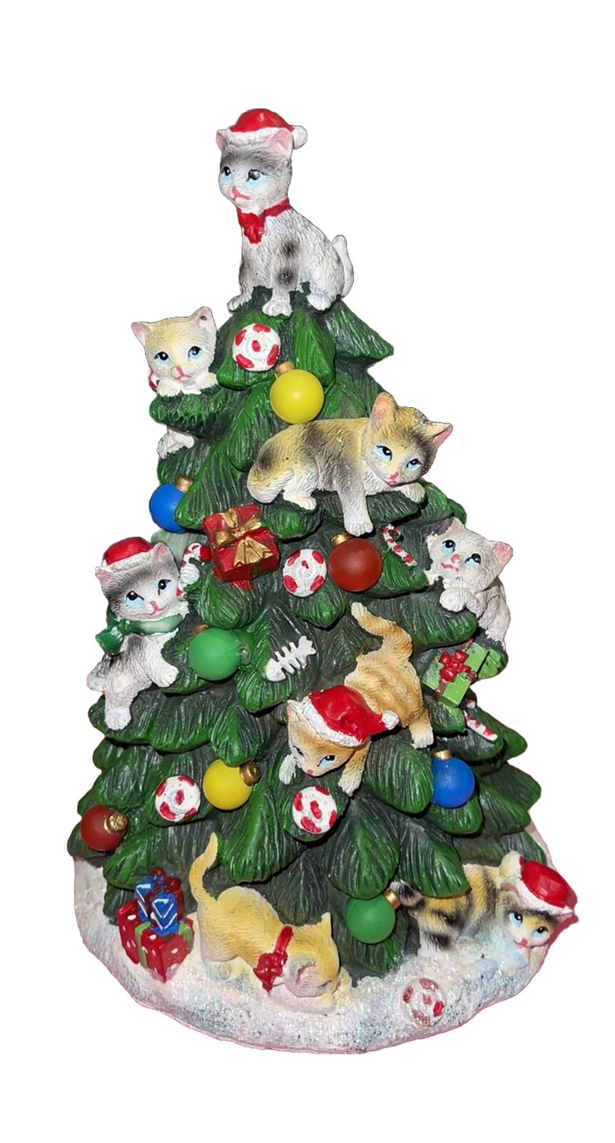 Santa Cats on a Light up Christmas Tree Illuminated Holiday Decor 9\