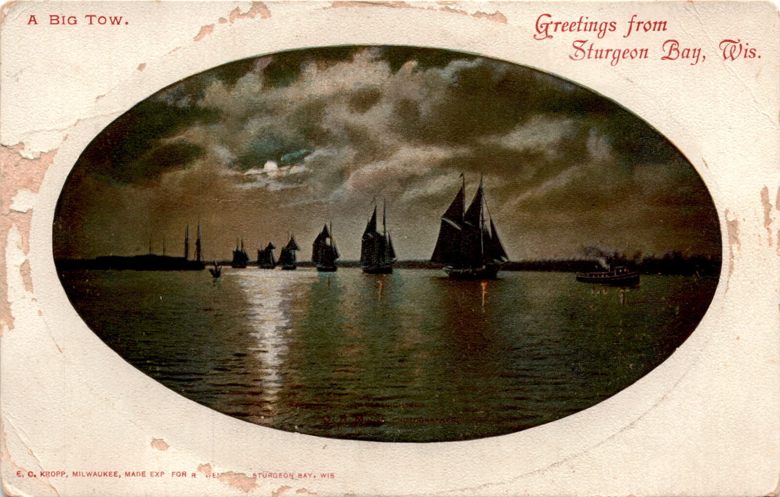 Sturgeon Bay, Wisconsin, Lake Michigan, maritime history, E. C. Kropp, Postcard