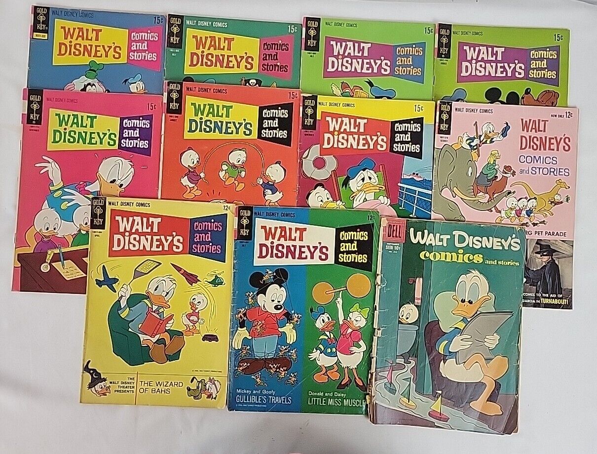Vintage Lot Of 11 Walt Disney's Comics And Stories Comic Books Gold Key 60s 70s