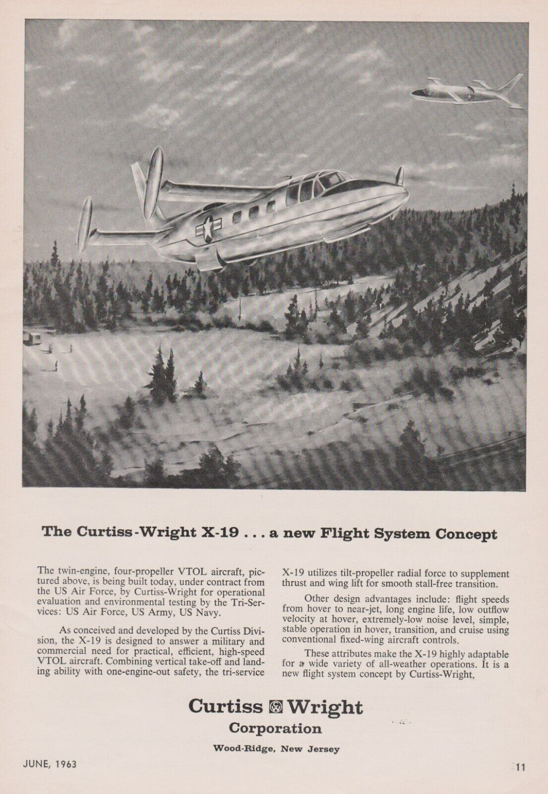 Aviation Magazine Print - Curtiss-Wright X-19 (1963)