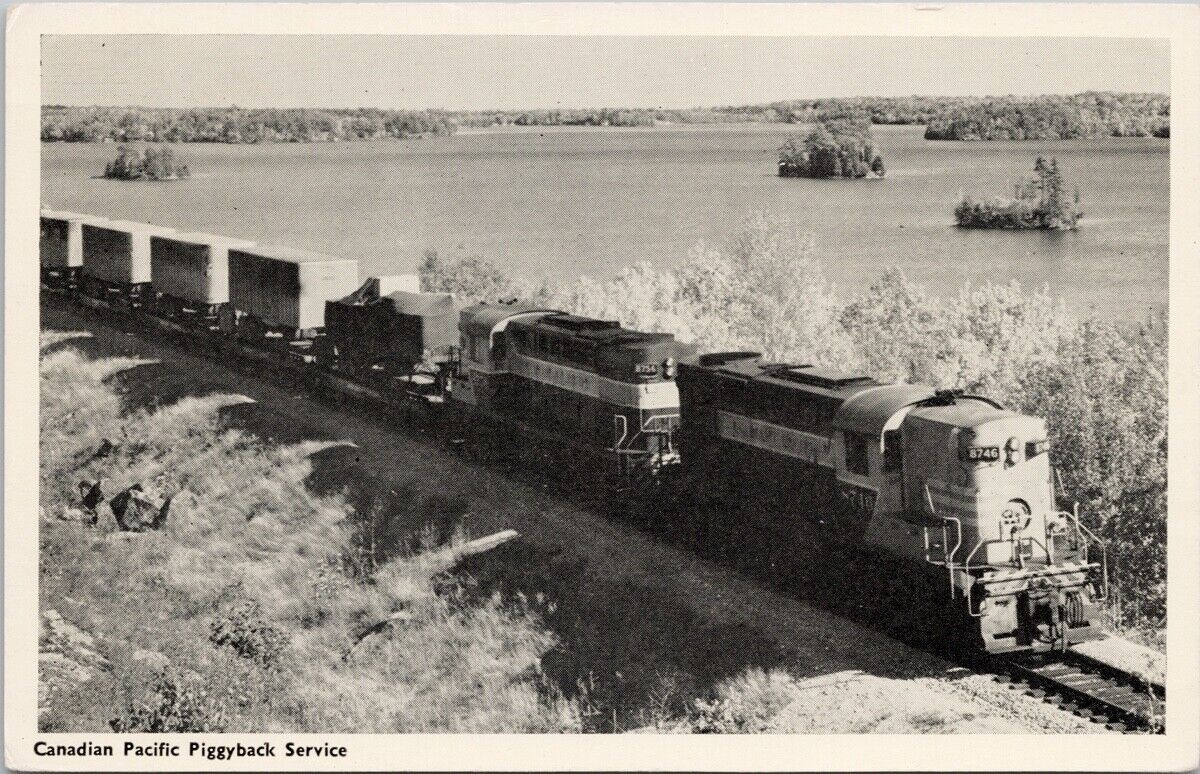 CP Train Canadian Pacific Piggyback Service CP Rail Railway Litho Postcard H33